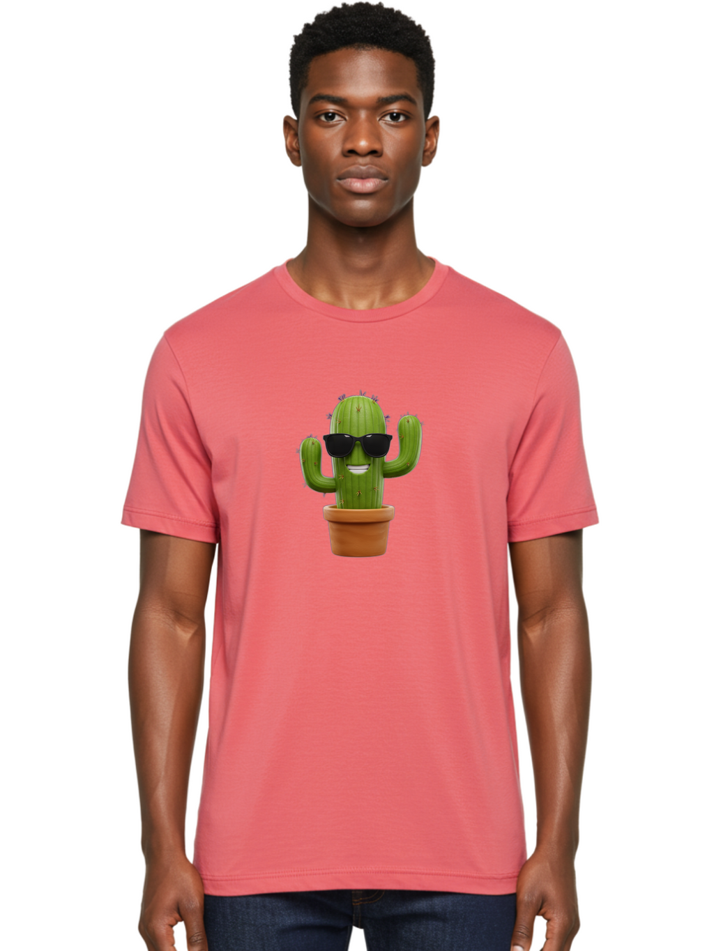 Cactus-Wearing-Sunglasses Men'S Graphic Tee, 100% Cotton, Comfortable Casual Summer Wear, Machine Washable, Cool Cactus, Cactus Wearing Sunglasses, Cartoon Cactus, Potted Plant, Quirky Character, Fun Design, Cute Plant, Fun Accessory, Bac758