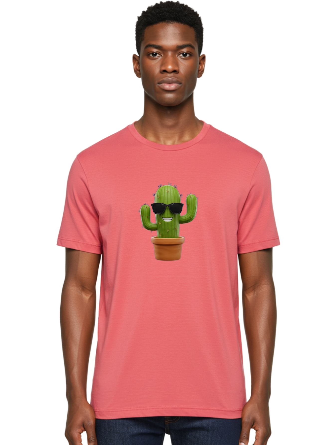 Cactus-Wearing-Sunglasses Men'S Graphic Tee, 100% Cotton, Comfortable Casual Summer Wear, Machine Washable, Cool Cactus, Cactus Wearing Sunglasses, Cartoon Cactus, Potted Plant, Quirky Character, Fun Design, Cute Plant, Fun Accessory, Bac758