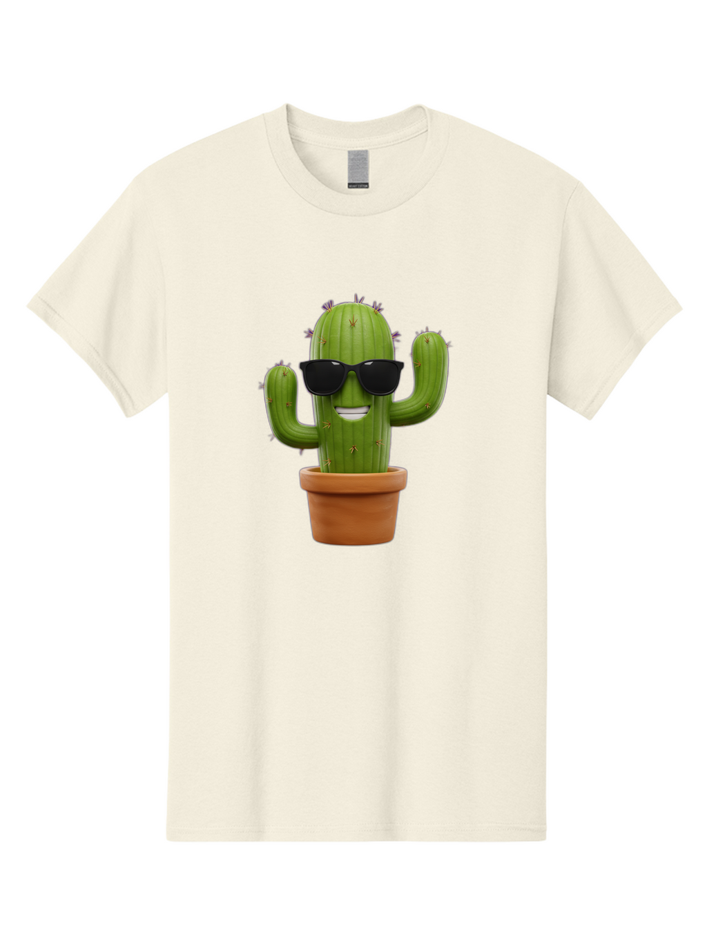 Cactus-Wearing-Sunglasses Men'S Graphic Tee, 100% Cotton, Comfortable Casual Summer Wear, Machine Washable, Cool Cactus, Cactus Wearing Sunglasses, Cartoon Cactus, Potted Plant, Quirky Character, Fun Design, Cute Plant, Fun Accessory, Bac758