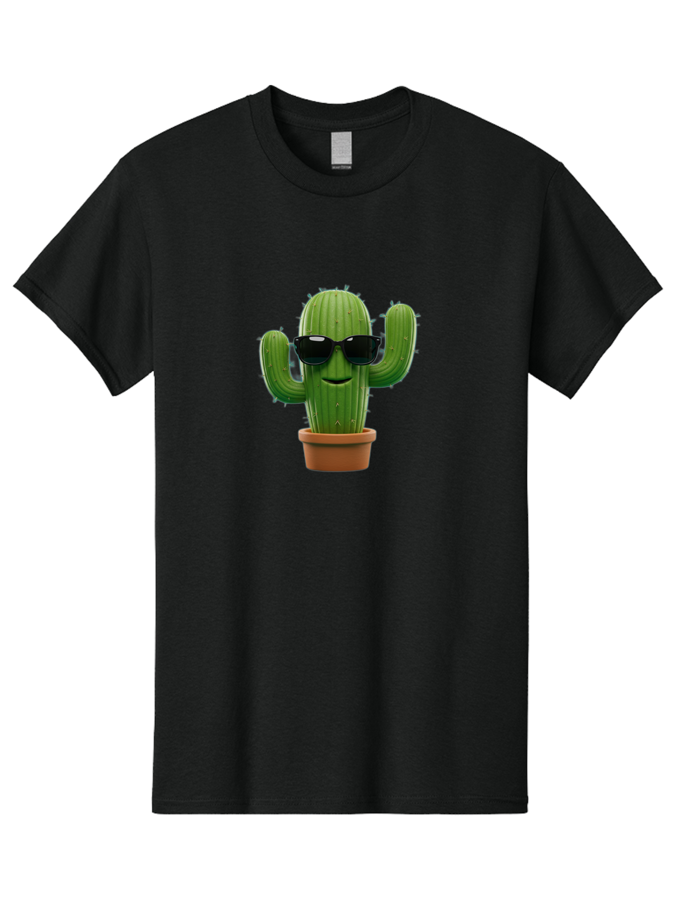 Cactus-With-Sunglasses-1 Men'S Graphic Tee, 100% Cotton, Comfortable Casual Summer Wear, Machine Washable, Cartoon Cactus, Potted Cactus, Sunglasses On Cactus, Cactus Character, Fun Cactus, Quirky Plant, Desert Plant, Funny Cactus, Bac764