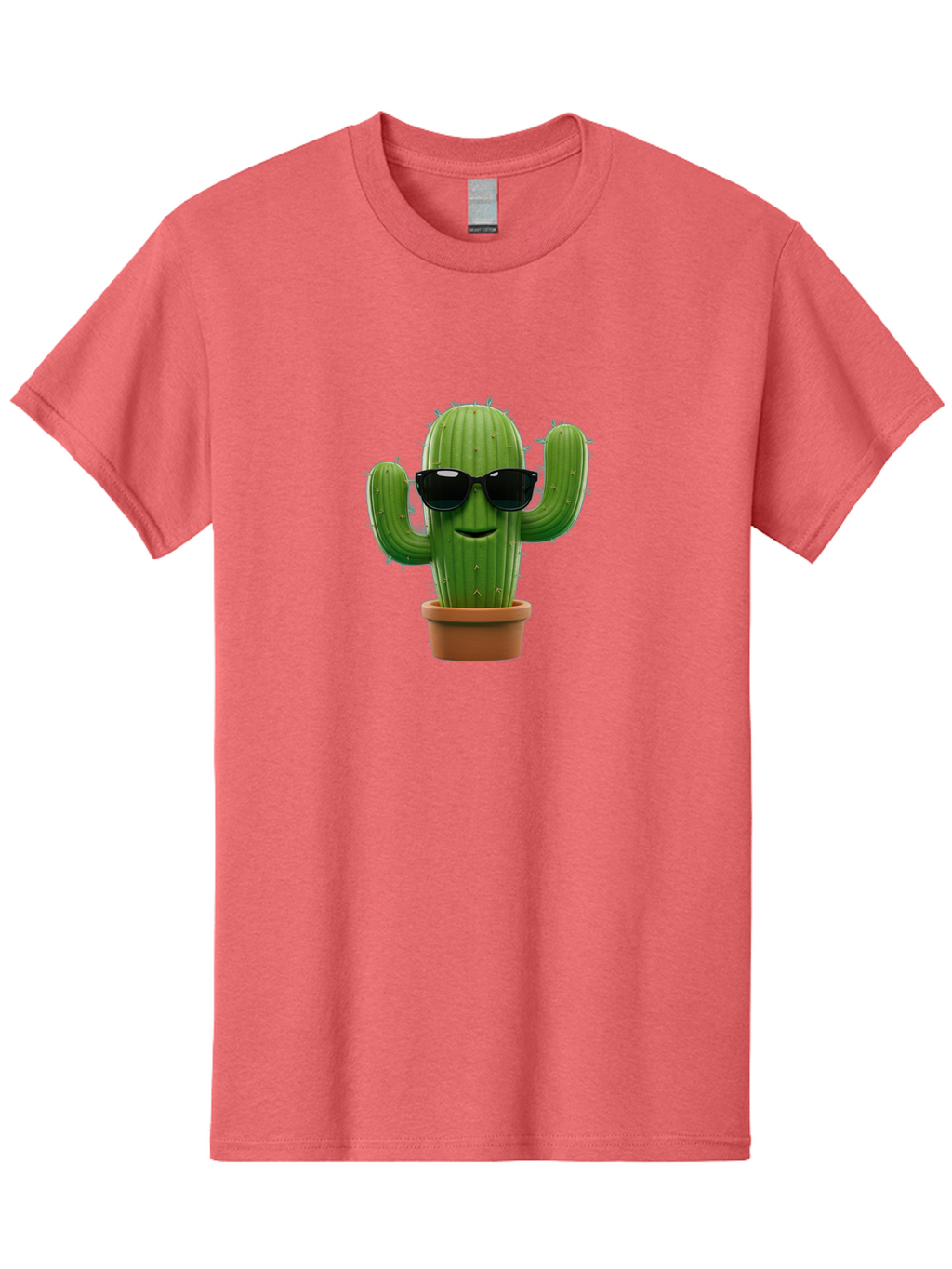 Cactus-With-Sunglasses-1 Men'S Graphic Tee, 100% Cotton, Comfortable Casual Summer Wear, Machine Washable, Cartoon Cactus, Potted Cactus, Sunglasses On Cactus, Cactus Character, Fun Cactus, Quirky Plant, Desert Plant, Funny Cactus, Bac764