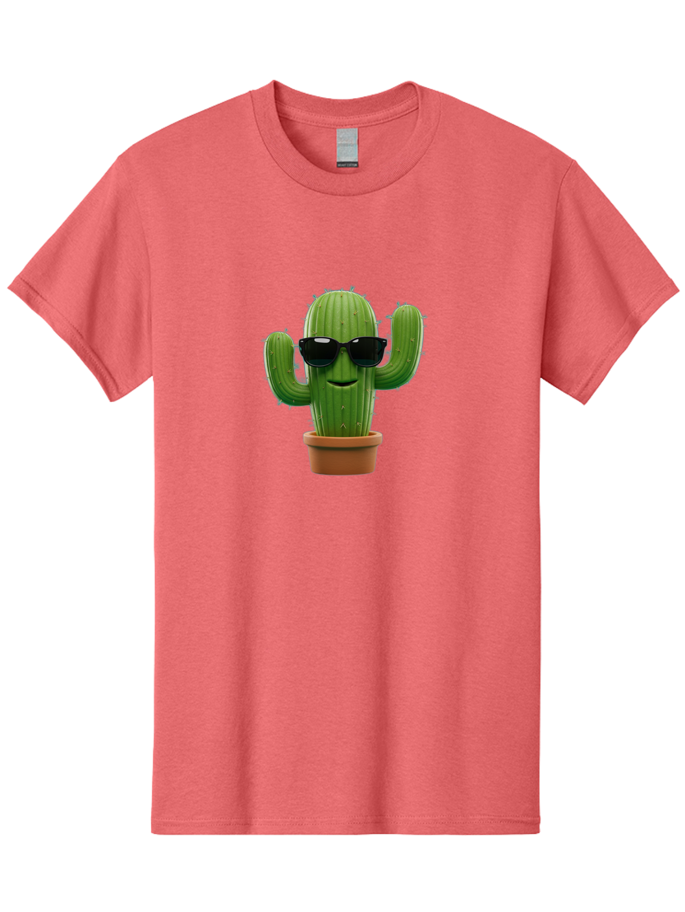 Cactus-With-Sunglasses-1 Men'S Graphic Tee, 100% Cotton, Comfortable Casual Summer Wear, Machine Washable, Cartoon Cactus, Potted Cactus, Sunglasses On Cactus, Cactus Character, Fun Cactus, Quirky Plant, Desert Plant, Funny Cactus, Bac764