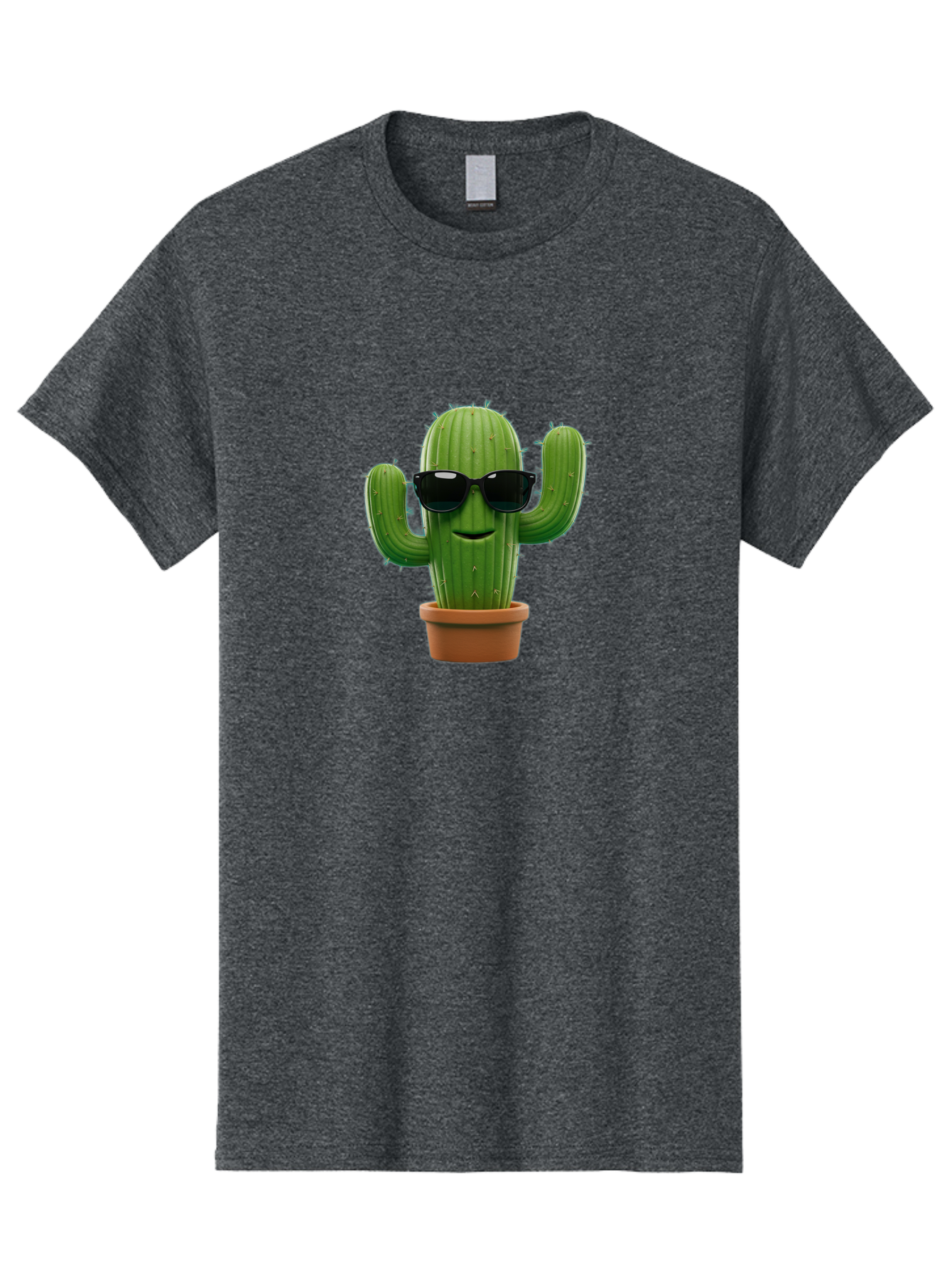Cactus-With-Sunglasses-1 Men'S Graphic Tee, 100% Cotton, Comfortable Casual Summer Wear, Machine Washable, Cartoon Cactus, Potted Cactus, Sunglasses On Cactus, Cactus Character, Fun Cactus, Quirky Plant, Desert Plant, Funny Cactus, Bac764