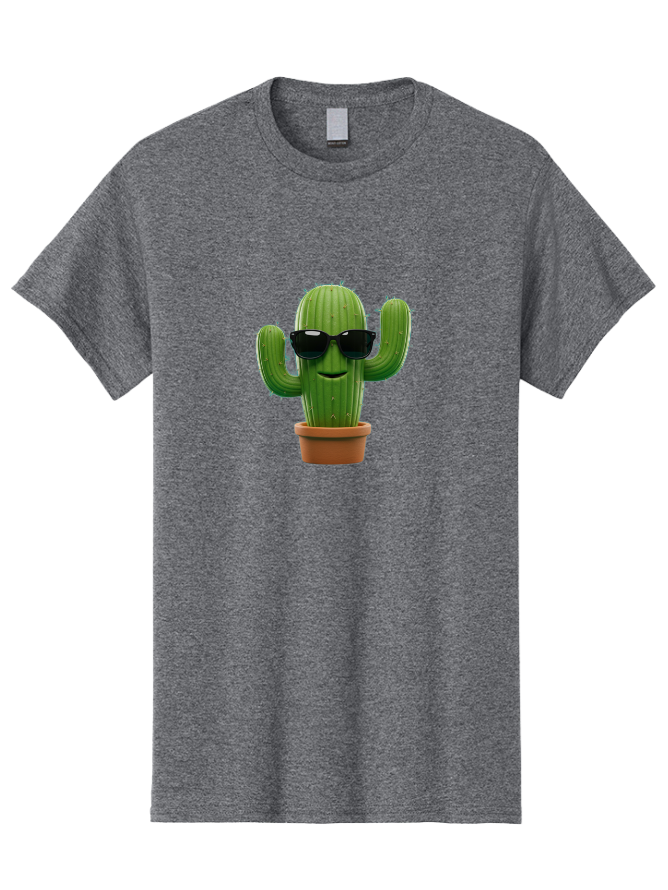 Cactus-With-Sunglasses-1 Men'S Graphic Tee, 100% Cotton, Comfortable Casual Summer Wear, Machine Washable, Cartoon Cactus, Potted Cactus, Sunglasses On Cactus, Cactus Character, Fun Cactus, Quirky Plant, Desert Plant, Funny Cactus, Bac764