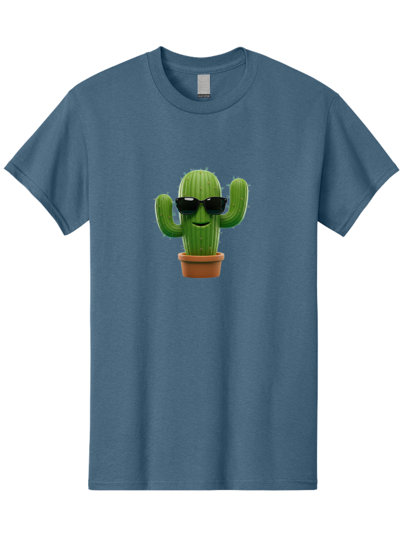 Cactus-With-Sunglasses-1 Men'S Graphic Tee, 100% Cotton, Comfortable Casual Summer Wear, Machine Washable, Cartoon Cactus, Potted Cactus, Sunglasses On Cactus, Cactus Character, Fun Cactus, Quirky Plant, Desert Plant, Funny Cactus, Bac764