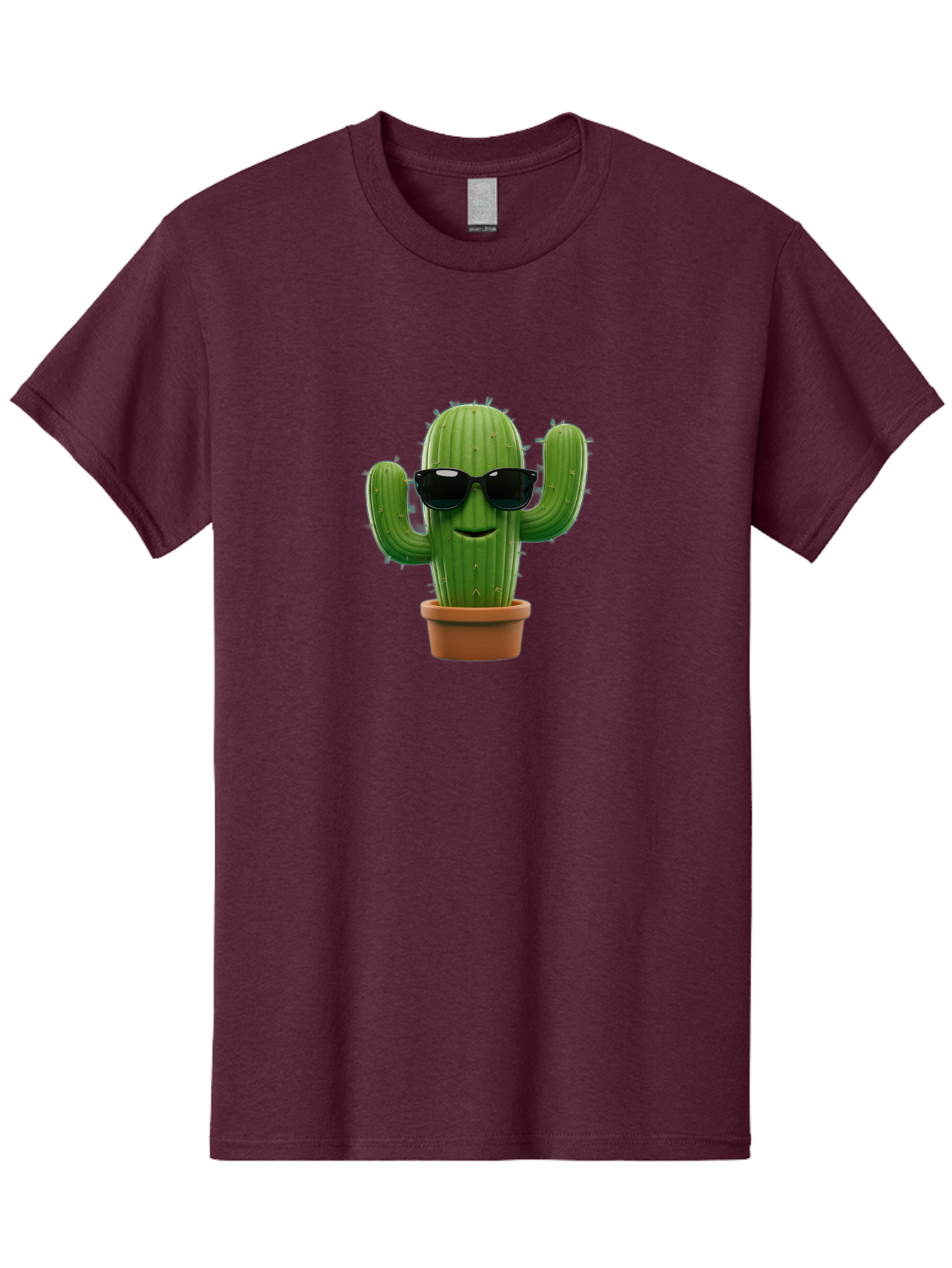 Cactus-With-Sunglasses-1 Men'S Graphic Tee, 100% Cotton, Comfortable Casual Summer Wear, Machine Washable, Cartoon Cactus, Potted Cactus, Sunglasses On Cactus, Cactus Character, Fun Cactus, Quirky Plant, Desert Plant, Funny Cactus, Bac764
