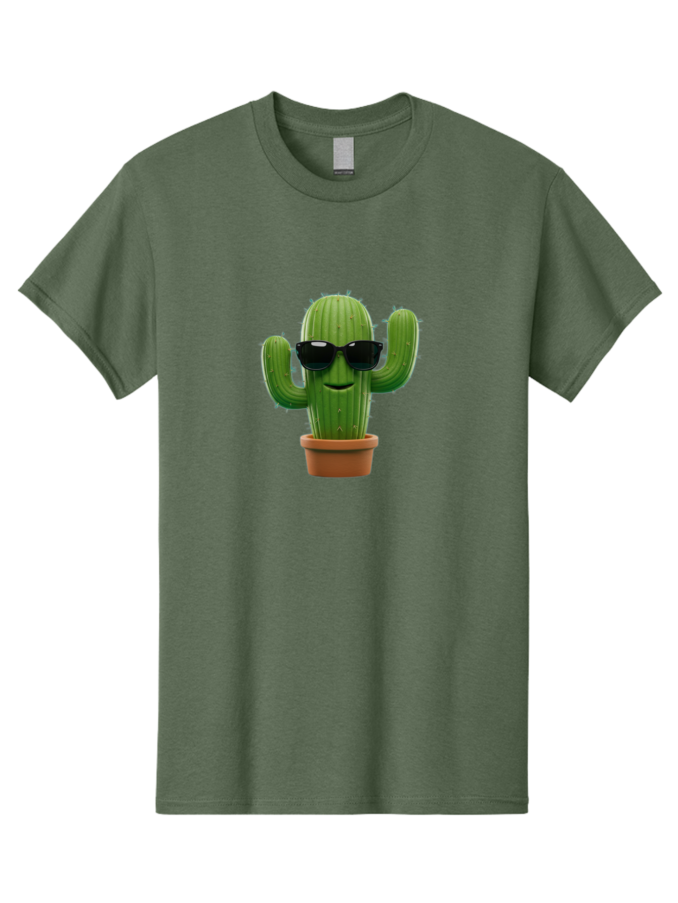 Cactus-With-Sunglasses-1 Men'S Graphic Tee, 100% Cotton, Comfortable Casual Summer Wear, Machine Washable, Cartoon Cactus, Potted Cactus, Sunglasses On Cactus, Cactus Character, Fun Cactus, Quirky Plant, Desert Plant, Funny Cactus, Bac764