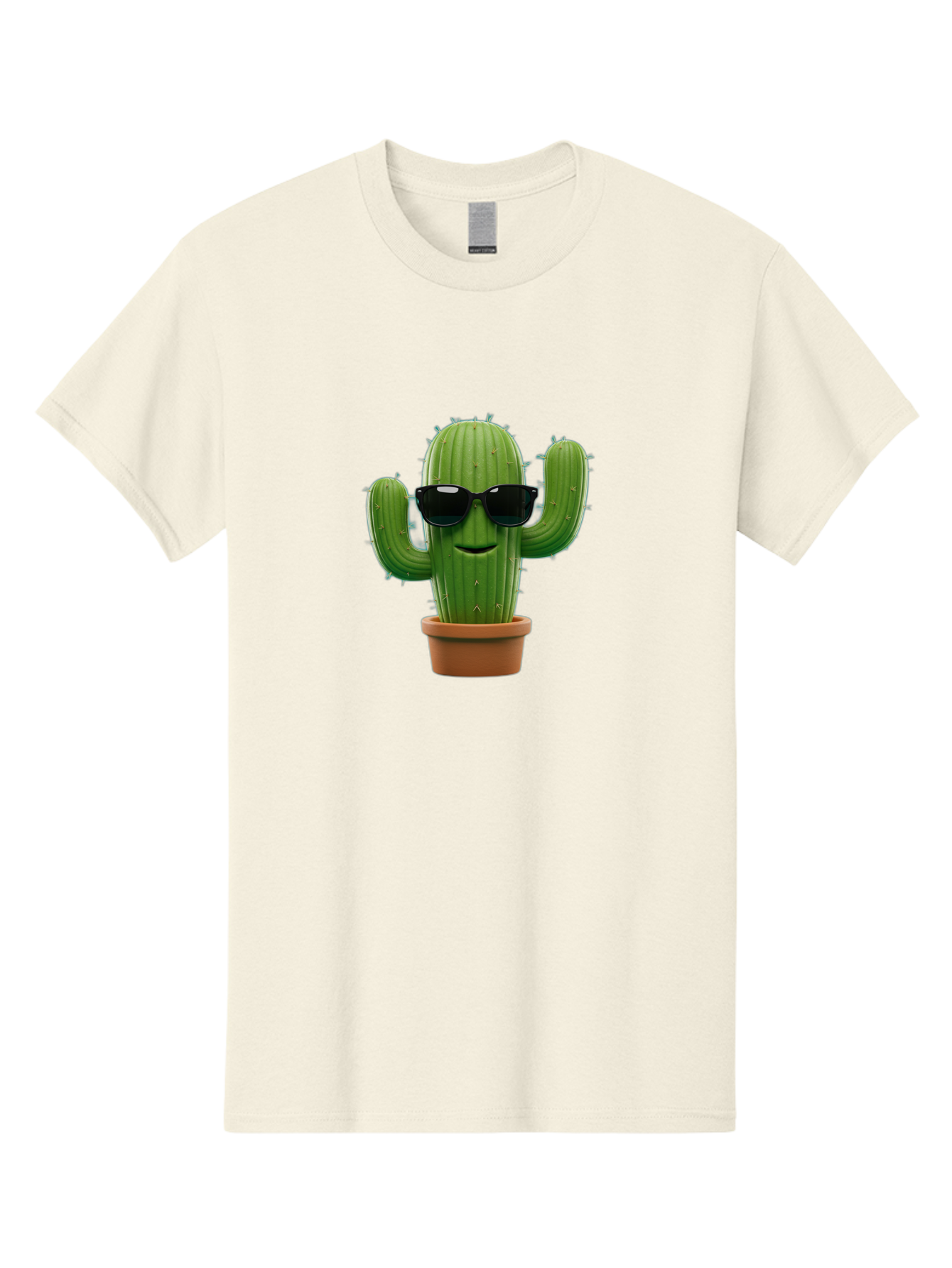 Cactus-With-Sunglasses-1 Men'S Graphic Tee, 100% Cotton, Comfortable Casual Summer Wear, Machine Washable, Cartoon Cactus, Potted Cactus, Sunglasses On Cactus, Cactus Character, Fun Cactus, Quirky Plant, Desert Plant, Funny Cactus, Bac764