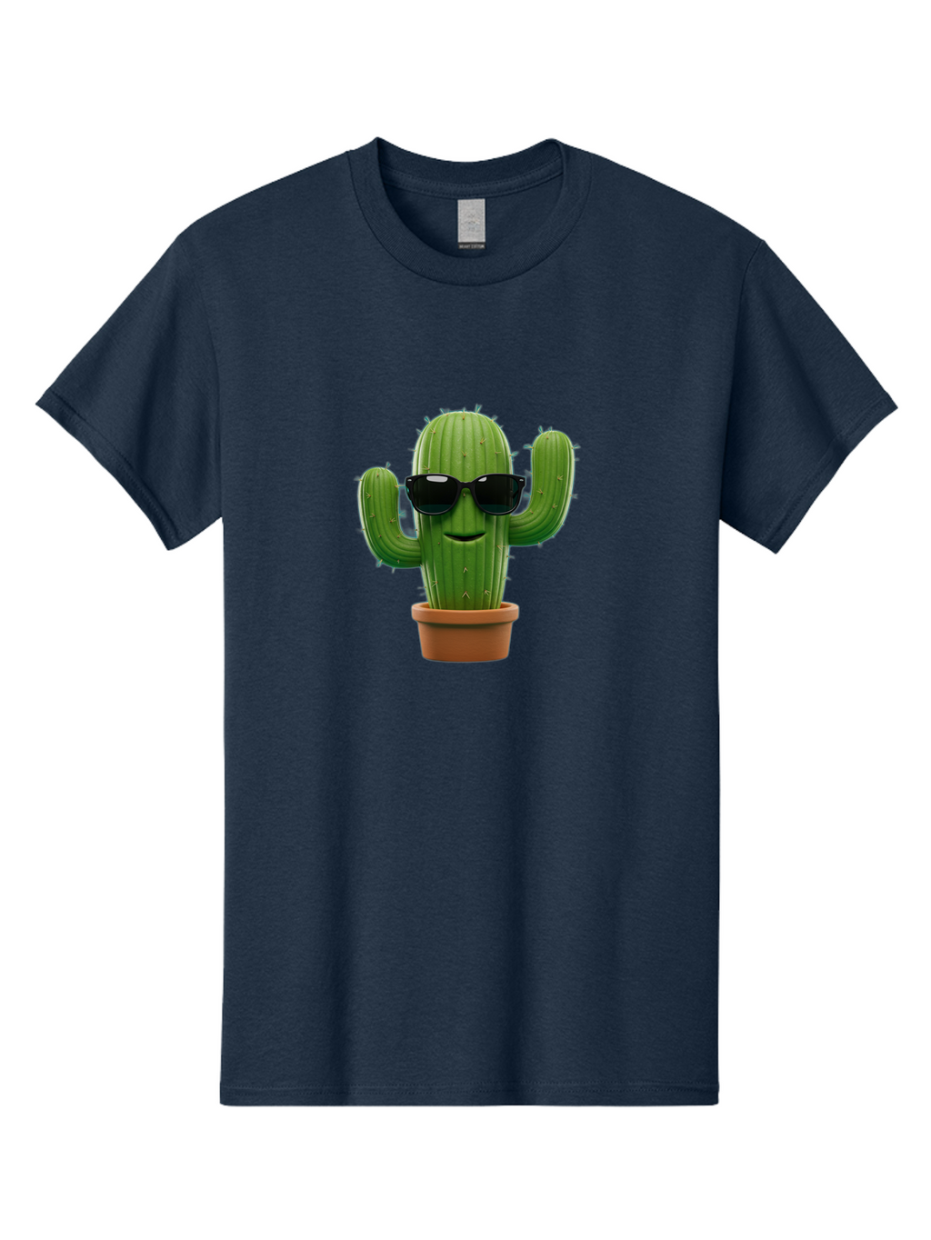 Cactus-With-Sunglasses-1 Men'S Graphic Tee, 100% Cotton, Comfortable Casual Summer Wear, Machine Washable, Cartoon Cactus, Potted Cactus, Sunglasses On Cactus, Cactus Character, Fun Cactus, Quirky Plant, Desert Plant, Funny Cactus, Bac764