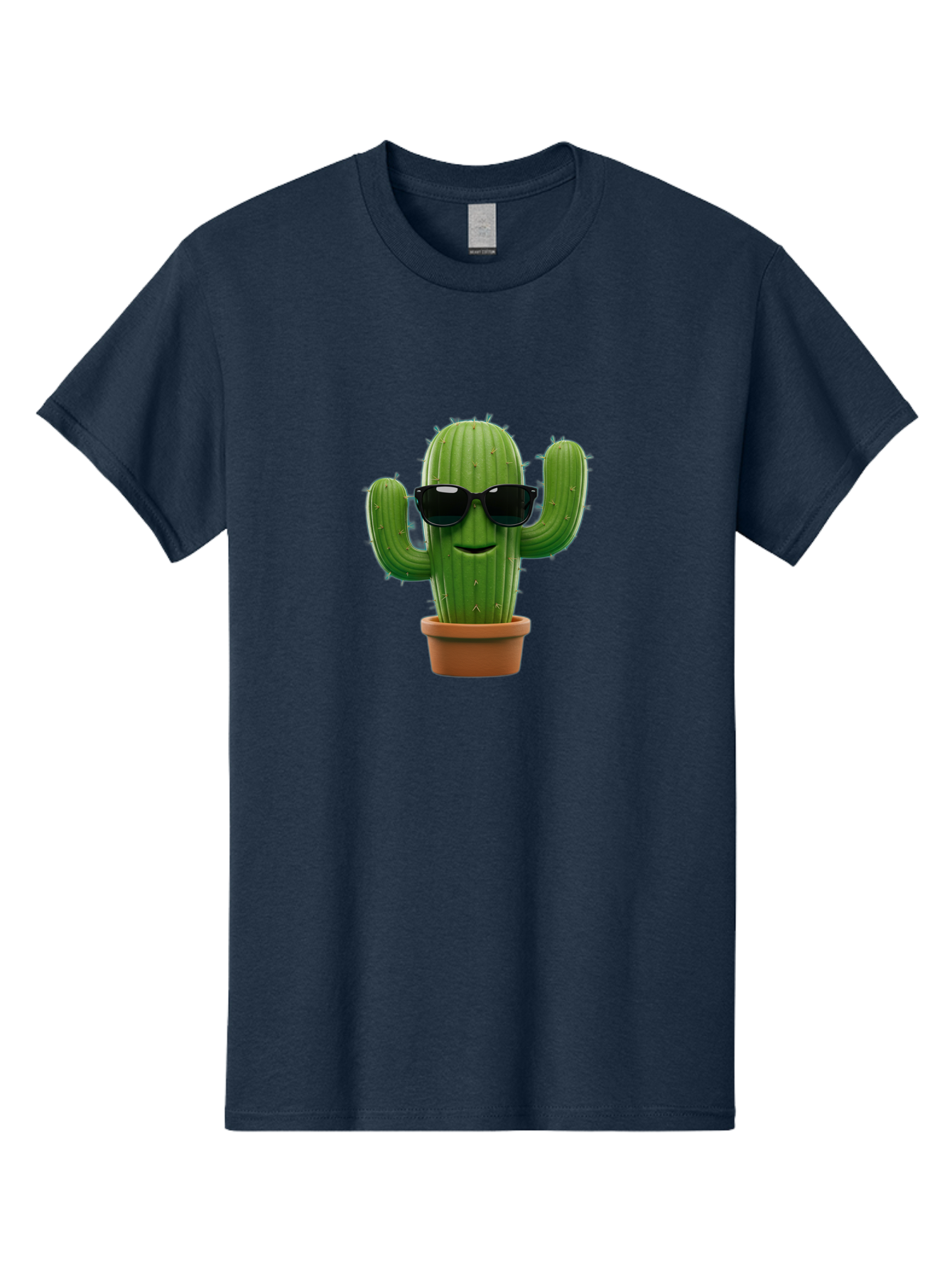 Cactus-With-Sunglasses-1 Men'S Graphic Tee, 100% Cotton, Comfortable Casual Summer Wear, Machine Washable, Cartoon Cactus, Potted Cactus, Sunglasses On Cactus, Cactus Character, Fun Cactus, Quirky Plant, Desert Plant, Funny Cactus, Bac764