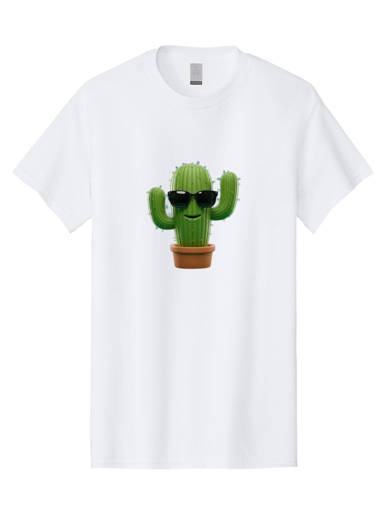 Cactus-With-Sunglasses-1 Men'S Graphic Tee, 100% Cotton, Comfortable Casual Summer Wear, Machine Washable, Cartoon Cactus, Potted Cactus, Sunglasses On Cactus, Cactus Character, Fun Cactus, Quirky Plant, Desert Plant, Funny Cactus, Bac764