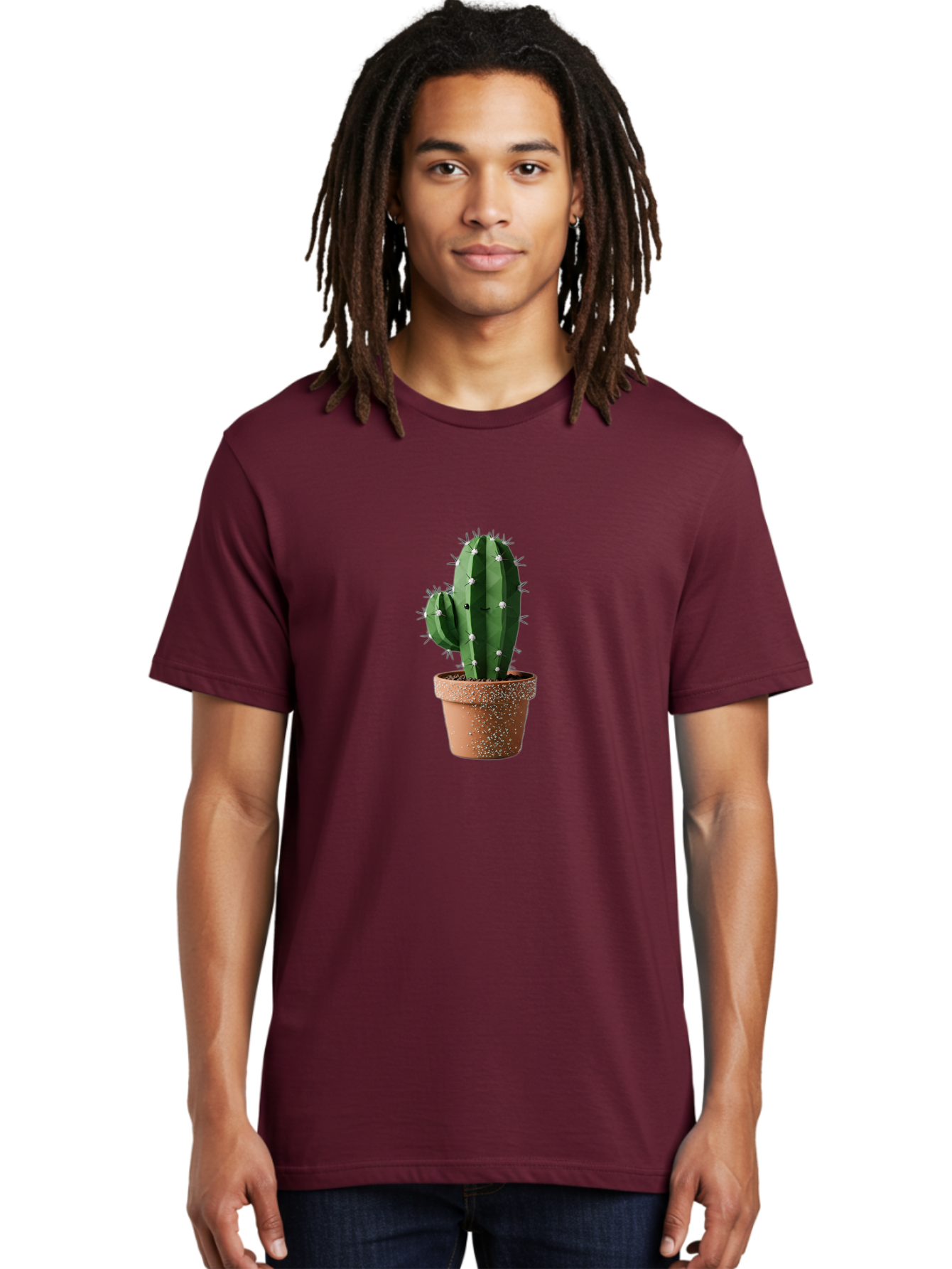 Cactus Men'S Graphic Tee, 100% Cotton, Comfortable Casual Summer Wear, Machine Washable, Cactus Plant, Terracotta Pot, Prickly Pear Cactus, Desert Flora, Succulent Plants, Indoor Plants, Gardening, Pot With Speckles, Cactus With Sharp Spines Bac771