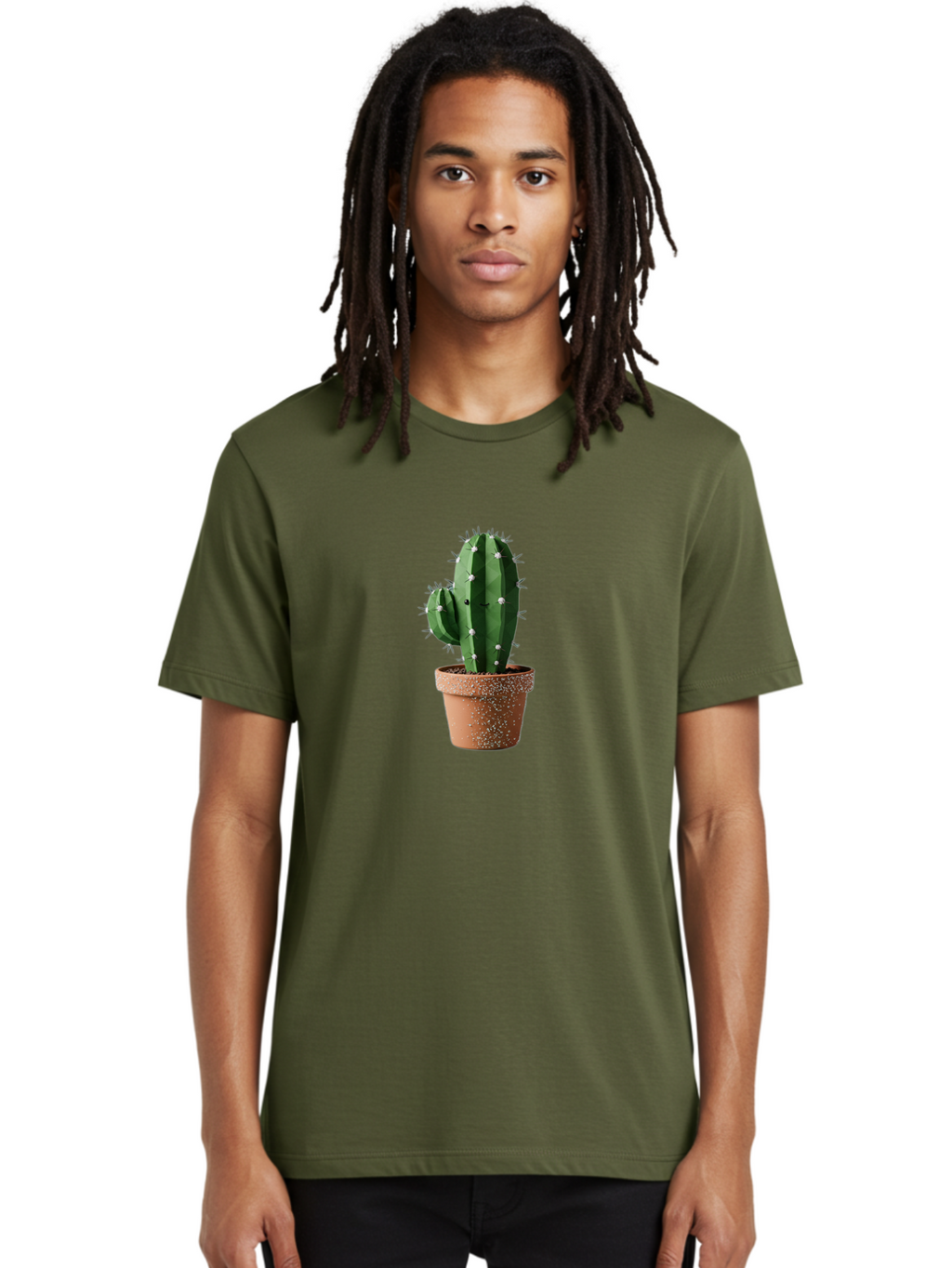 Cactus Men'S Graphic Tee, 100% Cotton, Comfortable Casual Summer Wear, Machine Washable, Cactus Plant, Terracotta Pot, Prickly Pear Cactus, Desert Flora, Succulent Plants, Indoor Plants, Gardening, Pot With Speckles, Cactus With Sharp Spines Bac771