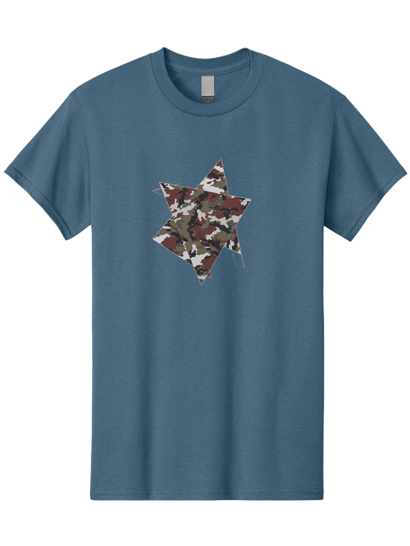 Camo-Star-Kite Men'S Graphic Tee, 100% Cotton, Comfortable Casual Summer Wear, Machine Washable, Camouflage Pattern, Star Shape, Abstract Design, Military Style, Digital Art, Modern Graphic, Camouflage Texture, Geometric Shape Bac774