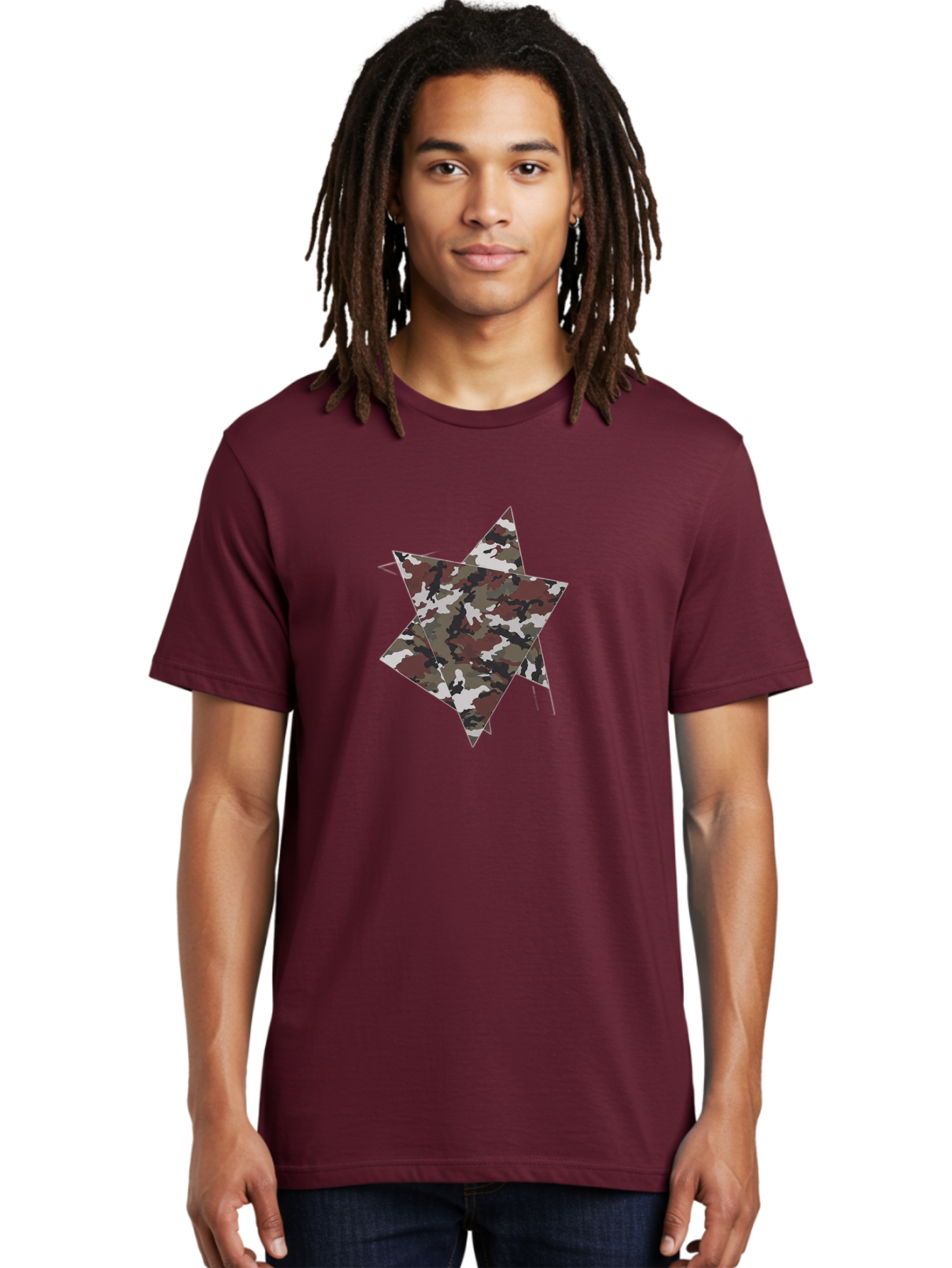 Camo-Star-Kite Men'S Graphic Tee, 100% Cotton, Comfortable Casual Summer Wear, Machine Washable, Camouflage Pattern, Star Shape, Abstract Design, Military Style, Digital Art, Modern Graphic, Camouflage Texture, Geometric Shape Bac774