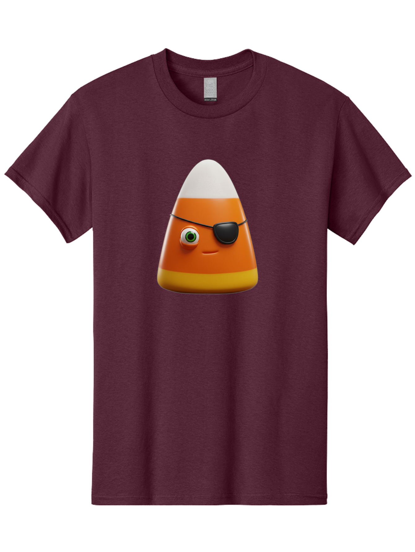 Candy-Corn-With-Eye-Patch Men'S Graphic Tee, 100% Cotton, Comfortable Casual Summer Wear, Machine Washable, Candy Corn Cartoon Character, Halloween Candy, Pirate-Themed Sweets, Sweet Treats, Colorful Candy, Fun Halloween, Cartoon Graphics, Bac778