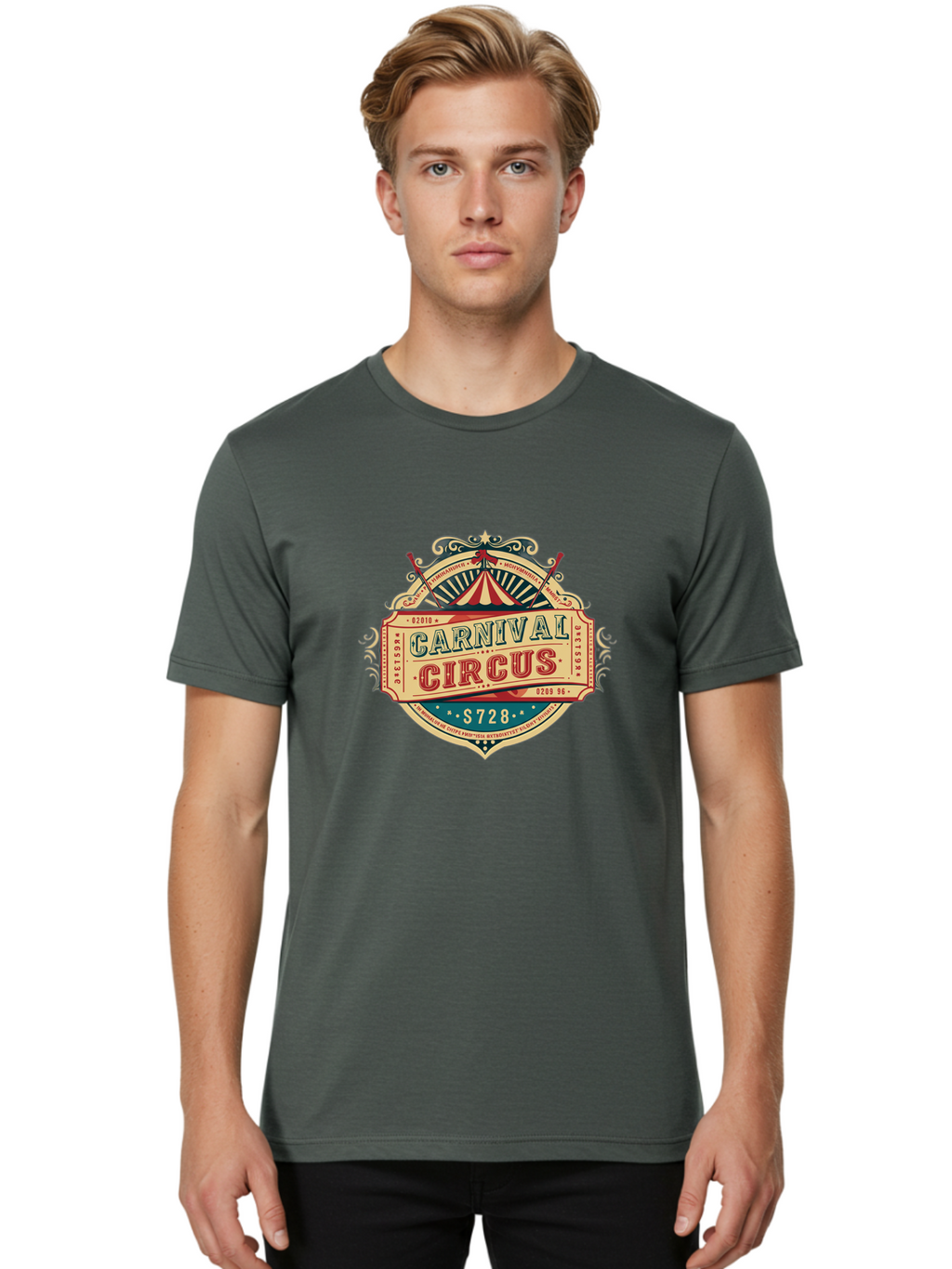 Carnival-Circus Men'S Graphic Tee, 100% Cotton, Comfortable Casual Summer Wear, Machine Washable, Vintage Carnival, Circus Ticket, Carnival Circus, Retro Style, Vintage Theme, Carnival Graphics, Circus Arts, Carnival Design, Bac784
