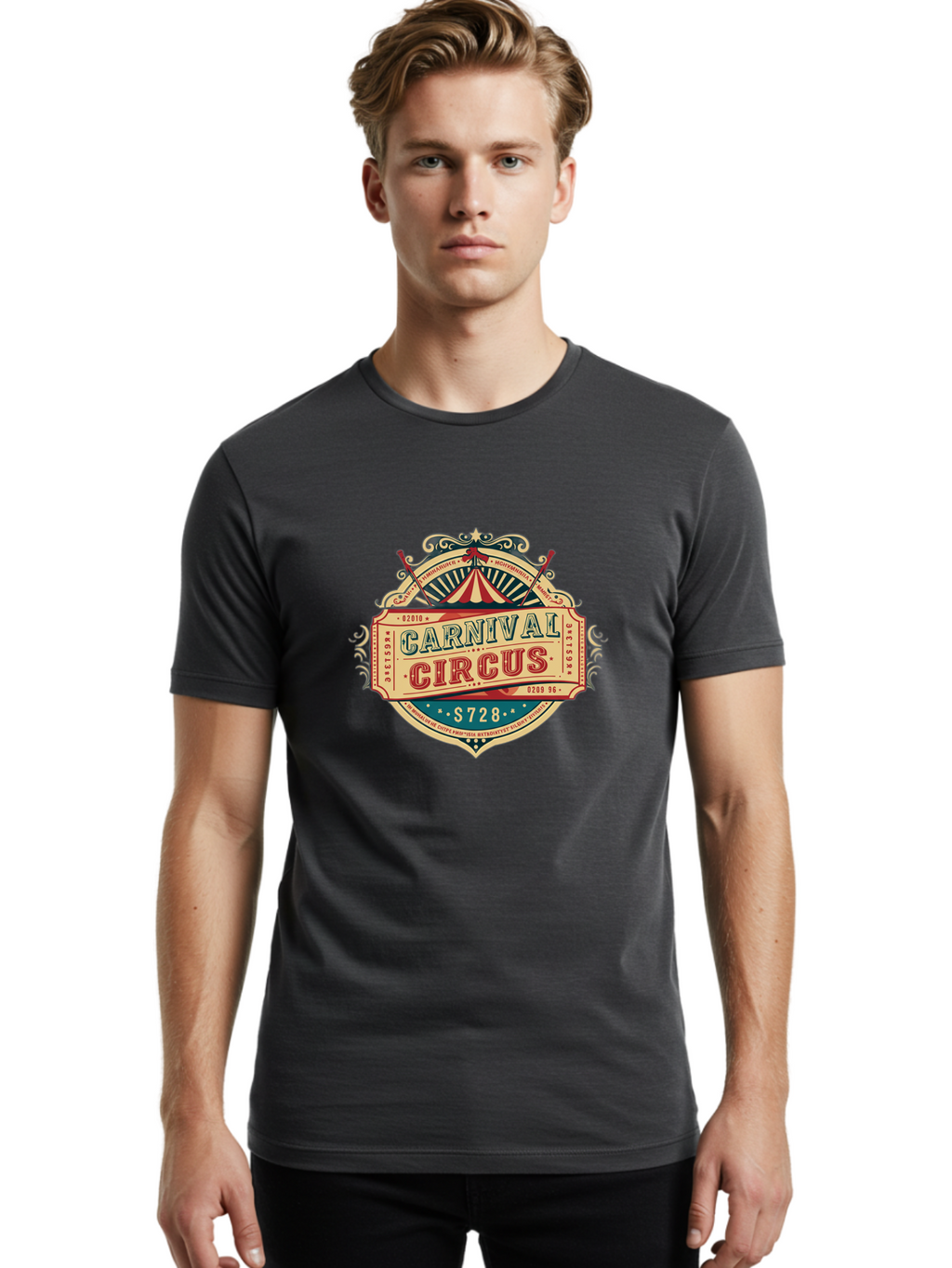 Carnival-Circus Men'S Graphic Tee, 100% Cotton, Comfortable Casual Summer Wear, Machine Washable, Vintage Carnival, Circus Ticket, Carnival Circus, Retro Style, Vintage Theme, Carnival Graphics, Circus Arts, Carnival Design, Bac784