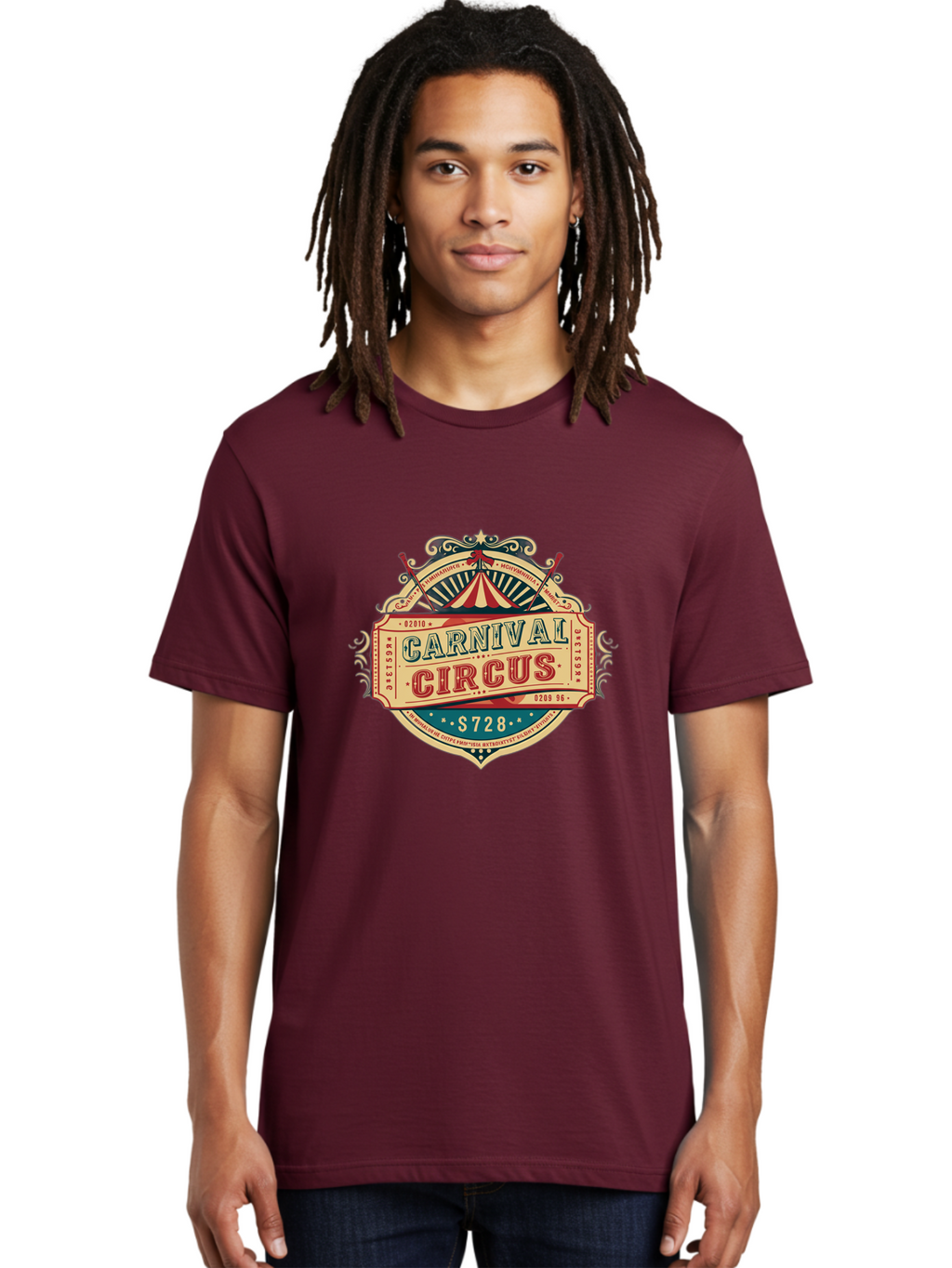 Carnival-Circus Men'S Graphic Tee, 100% Cotton, Comfortable Casual Summer Wear, Machine Washable, Vintage Carnival, Circus Ticket, Carnival Circus, Retro Style, Vintage Theme, Carnival Graphics, Circus Arts, Carnival Design, Bac784