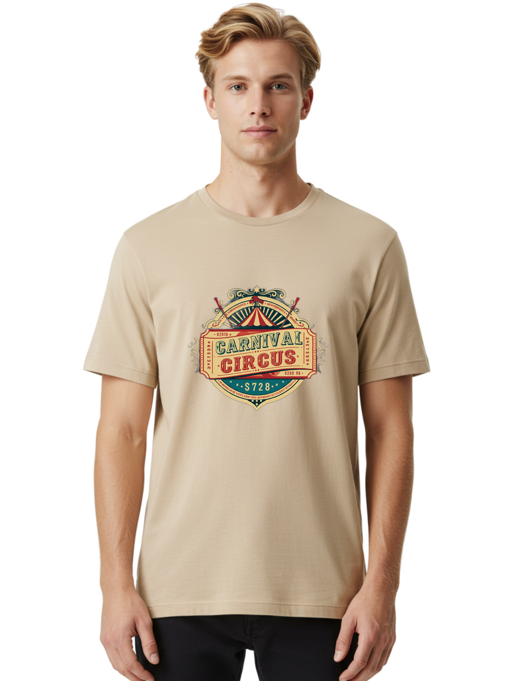 Carnival-Circus Men'S Graphic Tee, 100% Cotton, Comfortable Casual Summer Wear, Machine Washable, Vintage Carnival, Circus Ticket, Carnival Circus, Retro Style, Vintage Theme, Carnival Graphics, Circus Arts, Carnival Design, Bac784