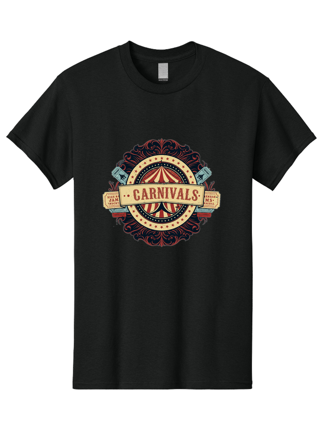 Carnivals Men'S Graphic Tee, 100% Cotton, Comfortable Casual Summer Wear, Machine Washable, Vintage Carnival Logo, Circus Tent, Red And White Stripes, Ornate Design, Classic Carnival Theme, Ms Digital, Sure 'N' Jam, Retro Aesthetic, Bac786