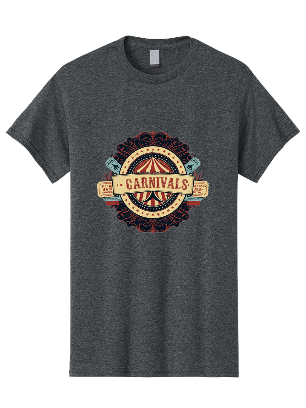 Carnivals Men'S Graphic Tee, 100% Cotton, Comfortable Casual Summer Wear, Machine Washable, Vintage Carnival Logo, Circus Tent, Red And White Stripes, Ornate Design, Classic Carnival Theme, Ms Digital, Sure 'N' Jam, Retro Aesthetic, Bac786