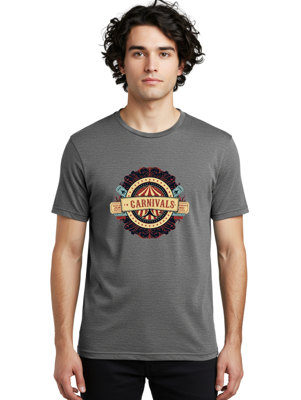 Carnivals Men'S Graphic Tee, 100% Cotton, Comfortable Casual Summer Wear, Machine Washable, Vintage Carnival Logo, Circus Tent, Red And White Stripes, Ornate Design, Classic Carnival Theme, Ms Digital, Sure 'N' Jam, Retro Aesthetic, Bac786
