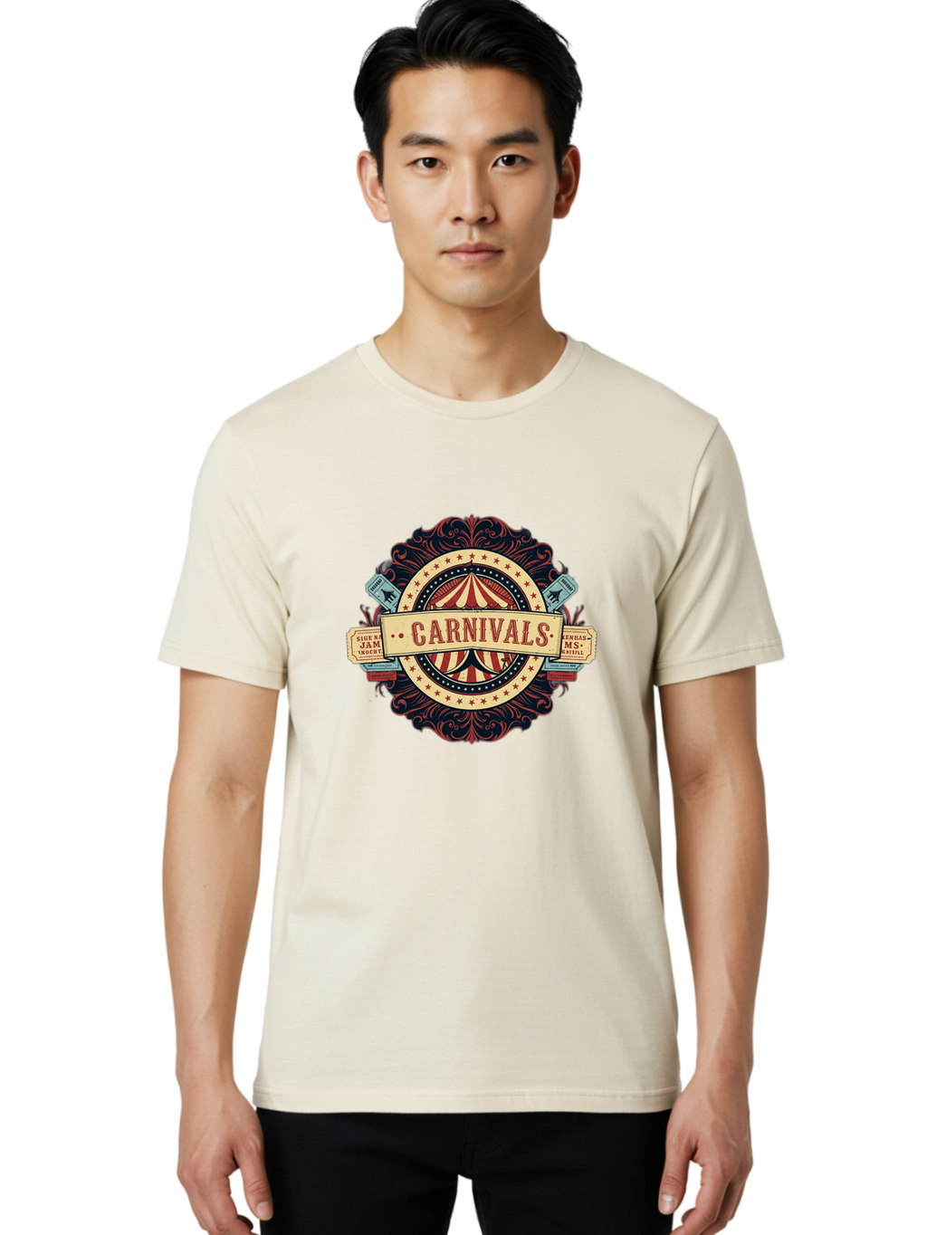 Carnivals Men'S Graphic Tee, 100% Cotton, Comfortable Casual Summer Wear, Machine Washable, Vintage Carnival Logo, Circus Tent, Red And White Stripes, Ornate Design, Classic Carnival Theme, Ms Digital, Sure 'N' Jam, Retro Aesthetic, Bac786