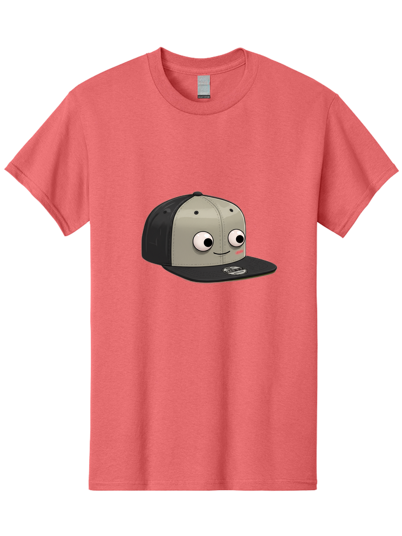 Cartoon-Baseball-Cap Men'S Graphic Tee, 100% Cotton, Comfortable Casual Summer Wear, Machine Washable, Funny Cartoon Baseball Cap, Cartoon Character Design, Smiling Face, Animated Hat, Digital Illustration, Playful Accessory, Bac787
