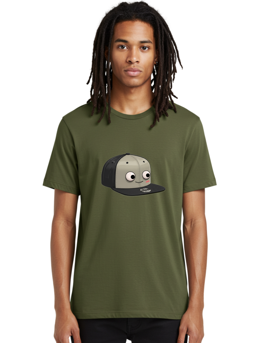 Cartoon-Baseball-Cap Men'S Graphic Tee, 100% Cotton, Comfortable Casual Summer Wear, Machine Washable, Funny Cartoon Baseball Cap, Cartoon Character Design, Smiling Face, Animated Hat, Digital Illustration, Playful Accessory, Bac787