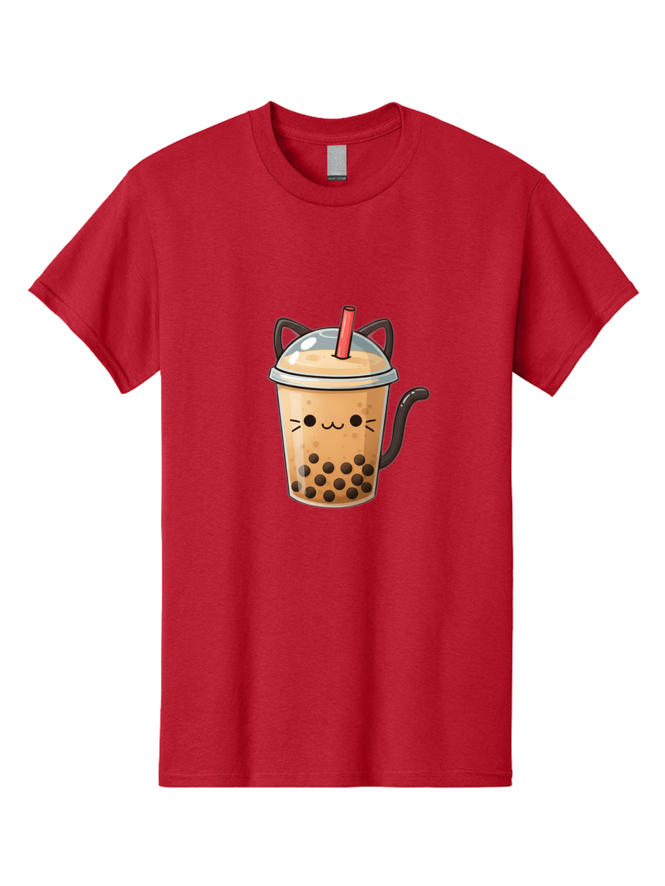Cat-Bubble-Tea Men'S Graphic Tee, 100% Cotton, Comfortable Casual Summer Wear, Machine Washable, Boba Tea, Bubble Tea, Kawaii Cat, Cute Cat Face, Milk Tea, Tapioca Pearls, Adorable Design, Cartoon Style, Cat Ears, Straw, Bac798