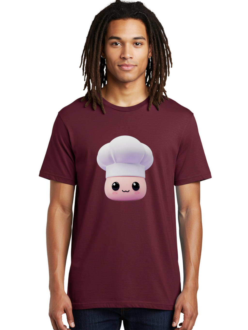 Chef-4 Men'S Graphic Tee, 100% Cotton, Comfortable Casual Summer Wear, Machine Washable, Cartoon Chef Character, Chef Hat, Cute Face, Cooking Theme, Kawaii Style, Chef Illustration, Culinary Art, Chef Mascot Bac807