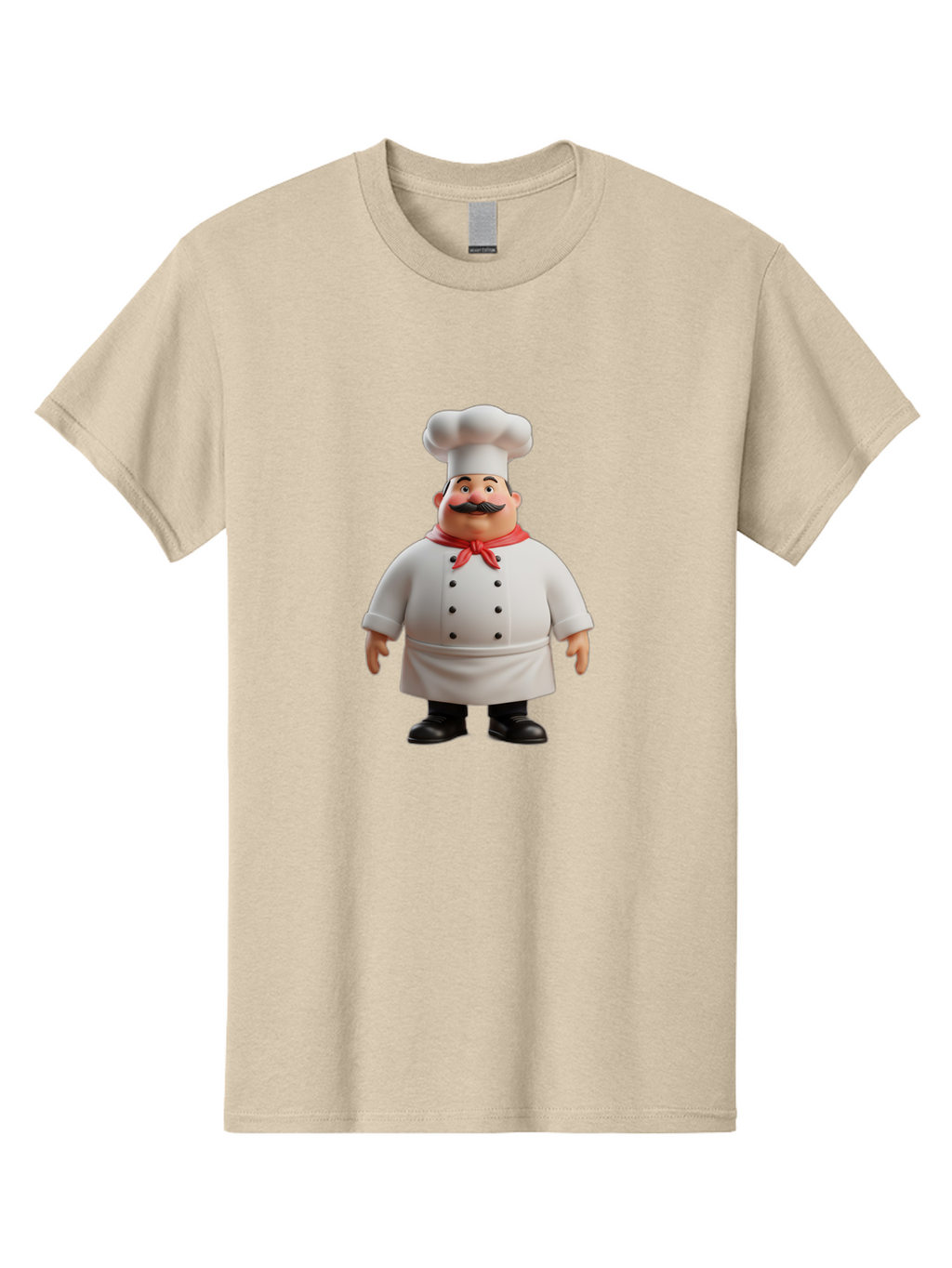 Chef-Character-1 Men'S Graphic Tee, 100% Cotton, Comfortable Casual Summer Wear, Machine Washable, 3D Cartoon Chef, Chef Character, Chef Illustration, Culinary Expert, Kitchen Staff, Cooking Professional, Chef Attire, White Coat, Bac810