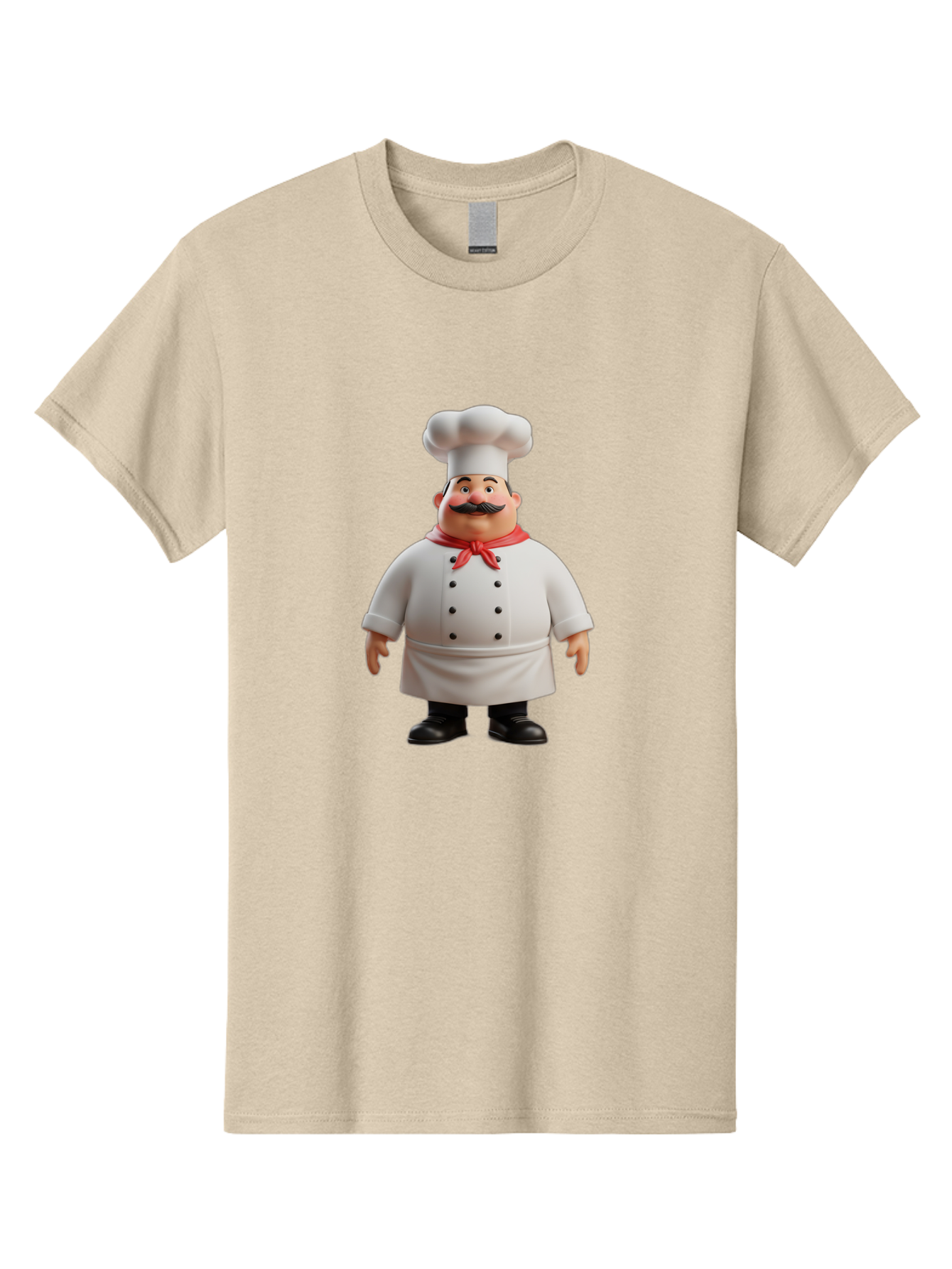 Chef-Character-1 Men'S Graphic Tee, 100% Cotton, Comfortable Casual Summer Wear, Machine Washable, 3D Cartoon Chef, Chef Character, Chef Illustration, Culinary Expert, Kitchen Staff, Cooking Professional, Chef Attire, White Coat, Bac810