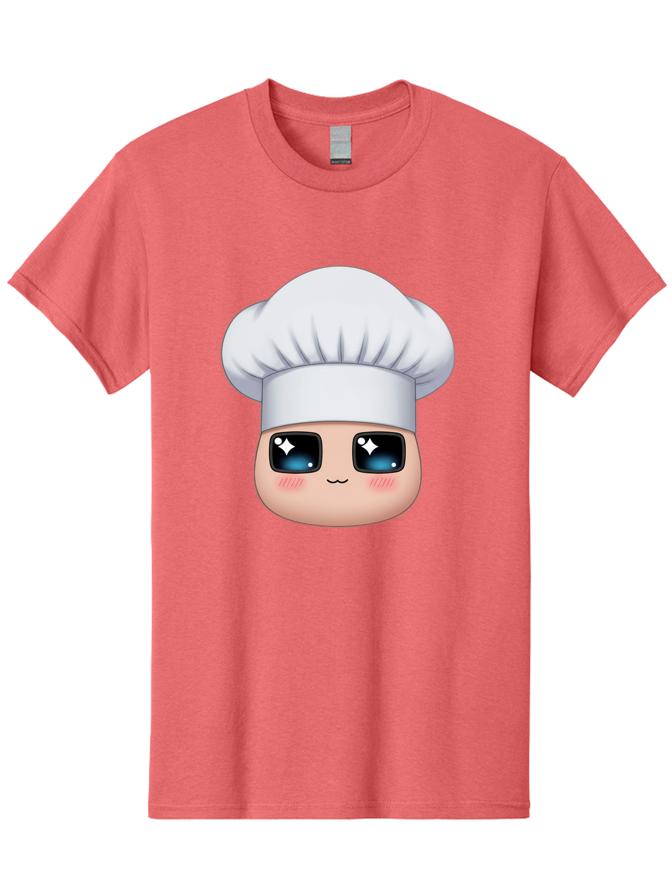 Chef-Emoji-1 Men'S Graphic Tee, 100% Cotton, Comfortable Casual Summer Wear, Machine Washable, Cartoon Chef, Cooking Emoji, Chef Hat, Cute Face, Sparkle Eyes, Rosy Cheeks, Kawaii Style, Culinary Art, Foodie, Cooking Enthusiast Bac816