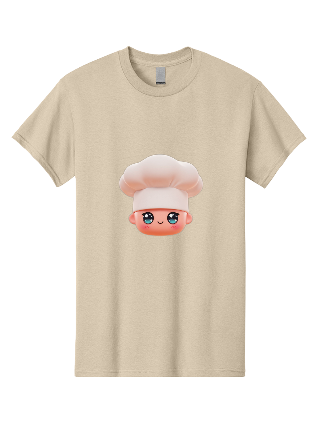Chef-Emoji-3 Men'S Graphic Tee, 100% Cotton, Comfortable Casual Summer Wear, Machine Washable, Cartoon Character, Chef Hat, Smiling Face, Blue Eyes, Pink Cheeks, Kawaii Style, Cute Illustration, Cooking Theme, Doll Face, Fashion Accessory Bac818