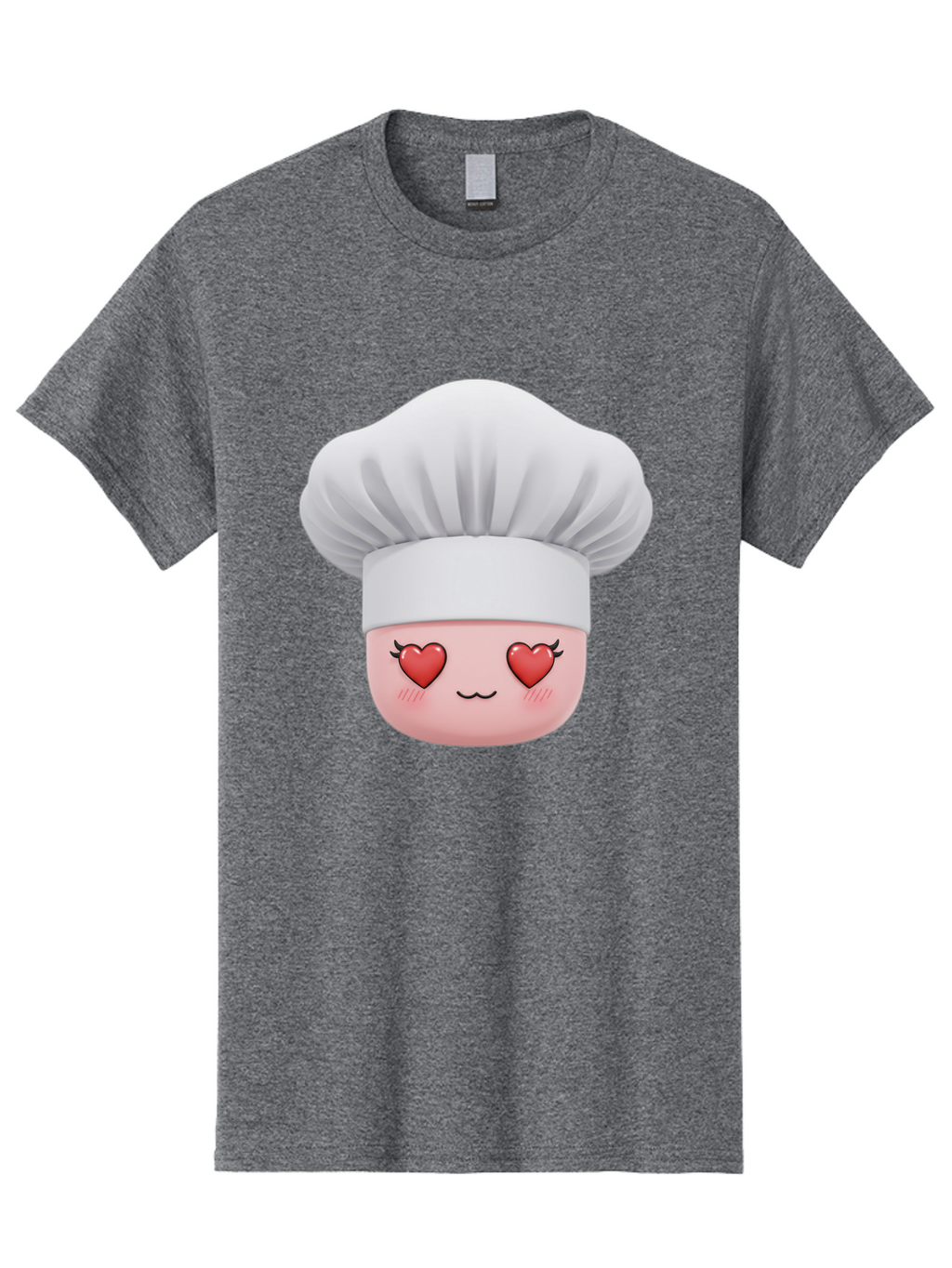 Chef-Emoji Men'S Graphic Tee, 100% Cotton, Comfortable Casual Summer Wear, Machine Washable, Cartoon Chef Hat, Chef Emoji, Cute Chef Face, Heart Eyes, Cooking Love, Culinary Passion, Adorable Character, Facial Expression, Cartoon Style Bac819