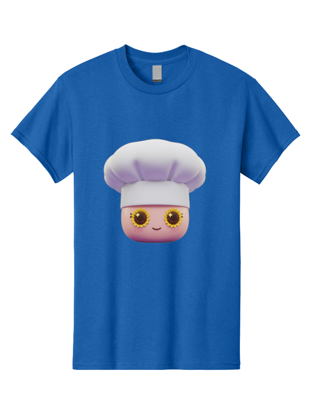 Chef-Emoticon Men'S Graphic Tee, 100% Cotton, Comfortable Casual Summer Wear, Machine Washable, Chef Character, Cute Emoji, Cooking Theme, Sunflower Eyes, Happy Face, Culinary Arts, Kitchen Icon, Cartoon Style Bac820