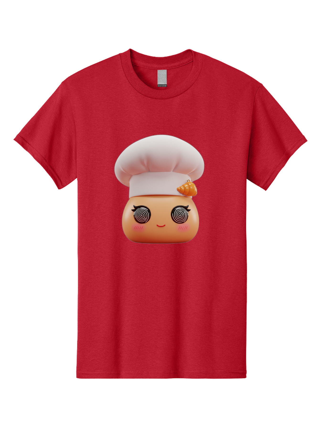 Chef-Face Men'S Graphic Tee, 100% Cotton, Comfortable Casual Summer Wear, Machine Washable, Cartoon Character, Chef Hat, Spiral Eyes, Cute Face, Cooking Theme, Kitchen Art, Whimsical Design, Kawaii Style, Playful Character Bac822