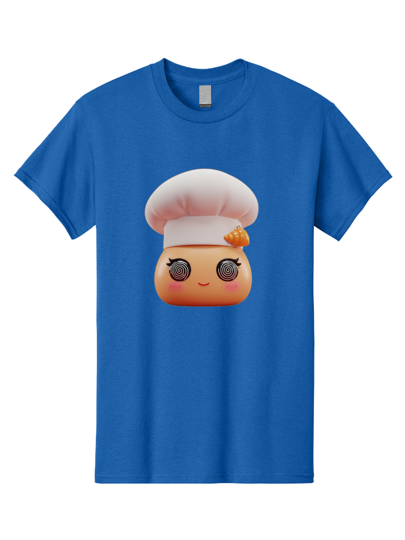 Chef-Face Men'S Graphic Tee, 100% Cotton, Comfortable Casual Summer Wear, Machine Washable, Cartoon Character, Chef Hat, Spiral Eyes, Cute Face, Cooking Theme, Kitchen Art, Whimsical Design, Kawaii Style, Playful Character Bac822