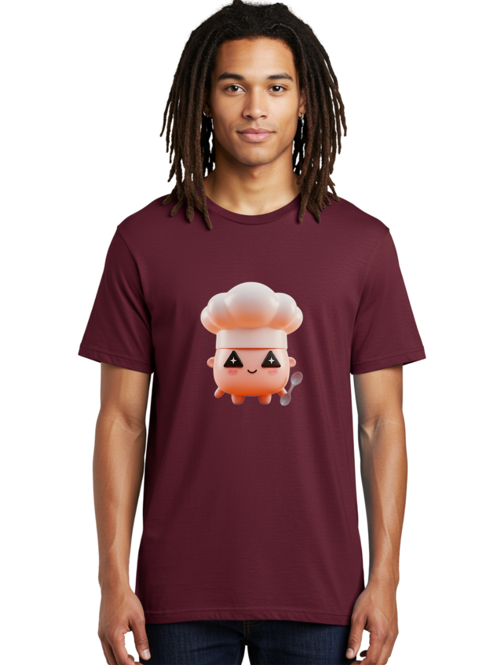 Chef-Hat-Character-1 Men'S Graphic Tee, 100% Cotton, Comfortable Casual Summer Wear, Machine Washable, Cute Chef, Cartoon Character, Cooking, Kitchen Utensils, Chef Hat, Kawaii, Adorable, Chef Mascot, Cooking Mascot Bac828