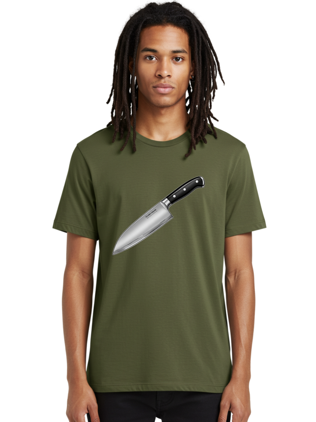 Chef-Knife Men'S Graphic Tee, 100% Cotton, Comfortable Casual Summer Wear, Machine Washable, High-Quality Kitchen Knife, Sharp Blade, Stainless Steel, Chef'S Knife, Cooking Essentials, Kitchen Utensils, Culinary Tools, Precise Cutting, Bac835