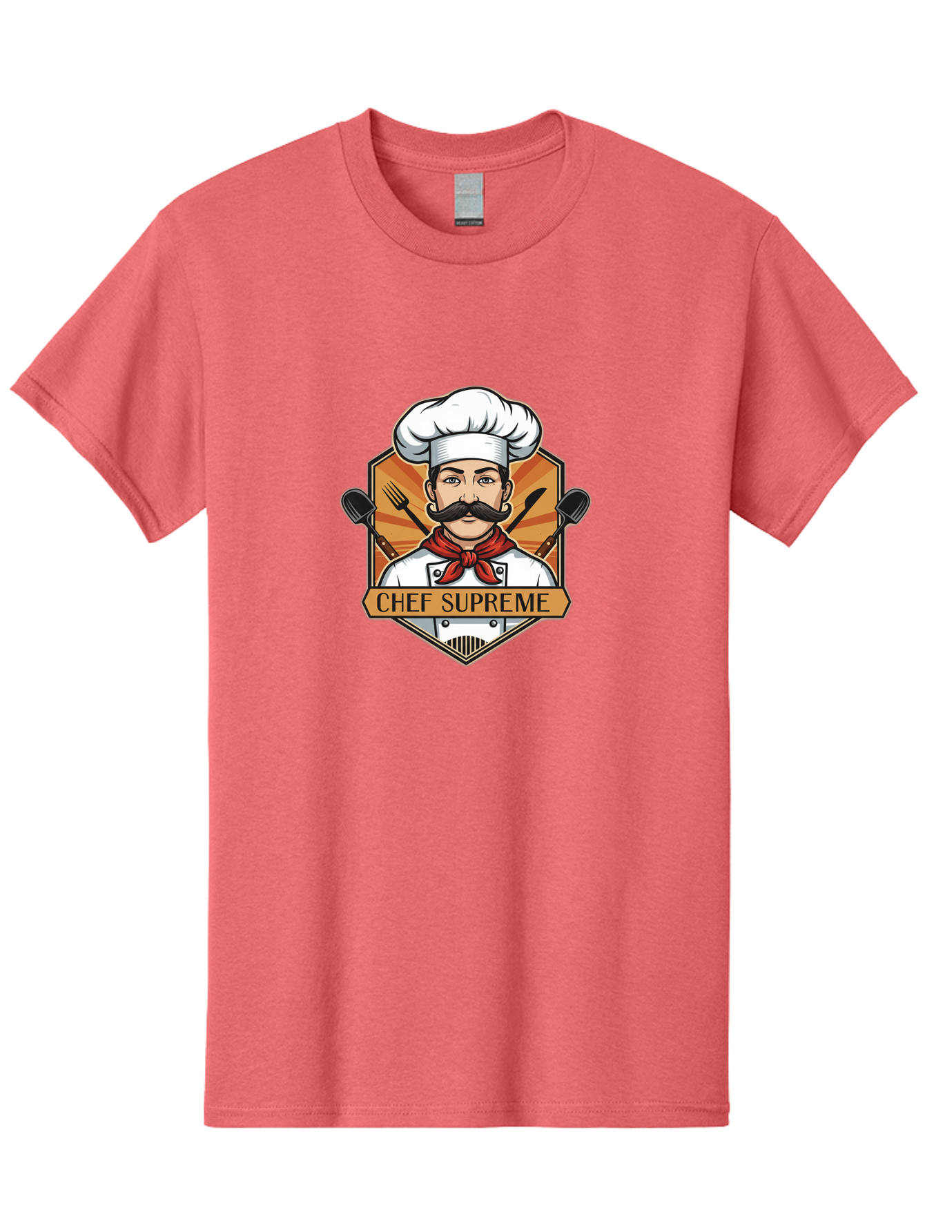 Chef-Supreme Men'S Graphic Tee, 100% Cotton, Comfortable Casual Summer Wear, Machine Washable, Chef Logo, Culinary Expert, Gourmet Cooking, Restaurant Branding, Chef Hat, Mustachioed Chef, Kitchen Utensils, Professional Cooking, Chef Attire Bac838
