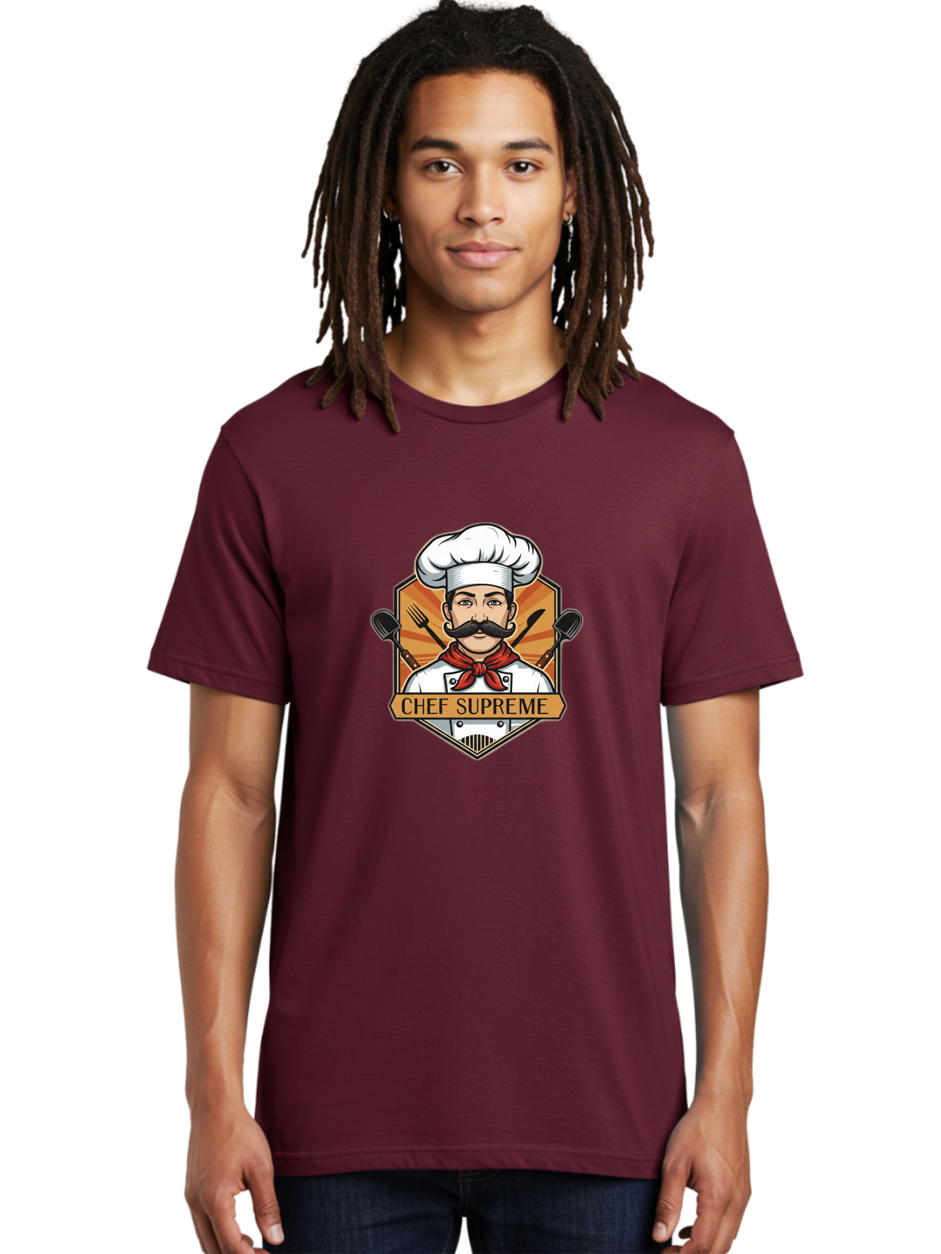 Chef-Supreme Men'S Graphic Tee, 100% Cotton, Comfortable Casual Summer Wear, Machine Washable, Chef Logo, Culinary Expert, Gourmet Cooking, Restaurant Branding, Chef Hat, Mustachioed Chef, Kitchen Utensils, Professional Cooking, Chef Attire Bac838