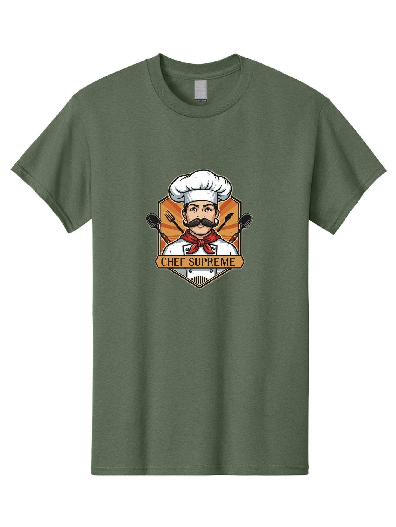 Chef-Supreme Men'S Graphic Tee, 100% Cotton, Comfortable Casual Summer Wear, Machine Washable, Chef Logo, Culinary Expert, Gourmet Cooking, Restaurant Branding, Chef Hat, Mustachioed Chef, Kitchen Utensils, Professional Cooking, Chef Attire Bac838