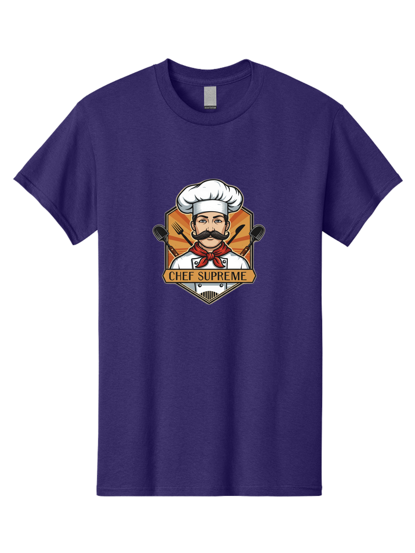 Chef-Supreme Men'S Graphic Tee, 100% Cotton, Comfortable Casual Summer Wear, Machine Washable, Chef Logo, Culinary Expert, Gourmet Cooking, Restaurant Branding, Chef Hat, Mustachioed Chef, Kitchen Utensils, Professional Cooking, Chef Attire Bac838