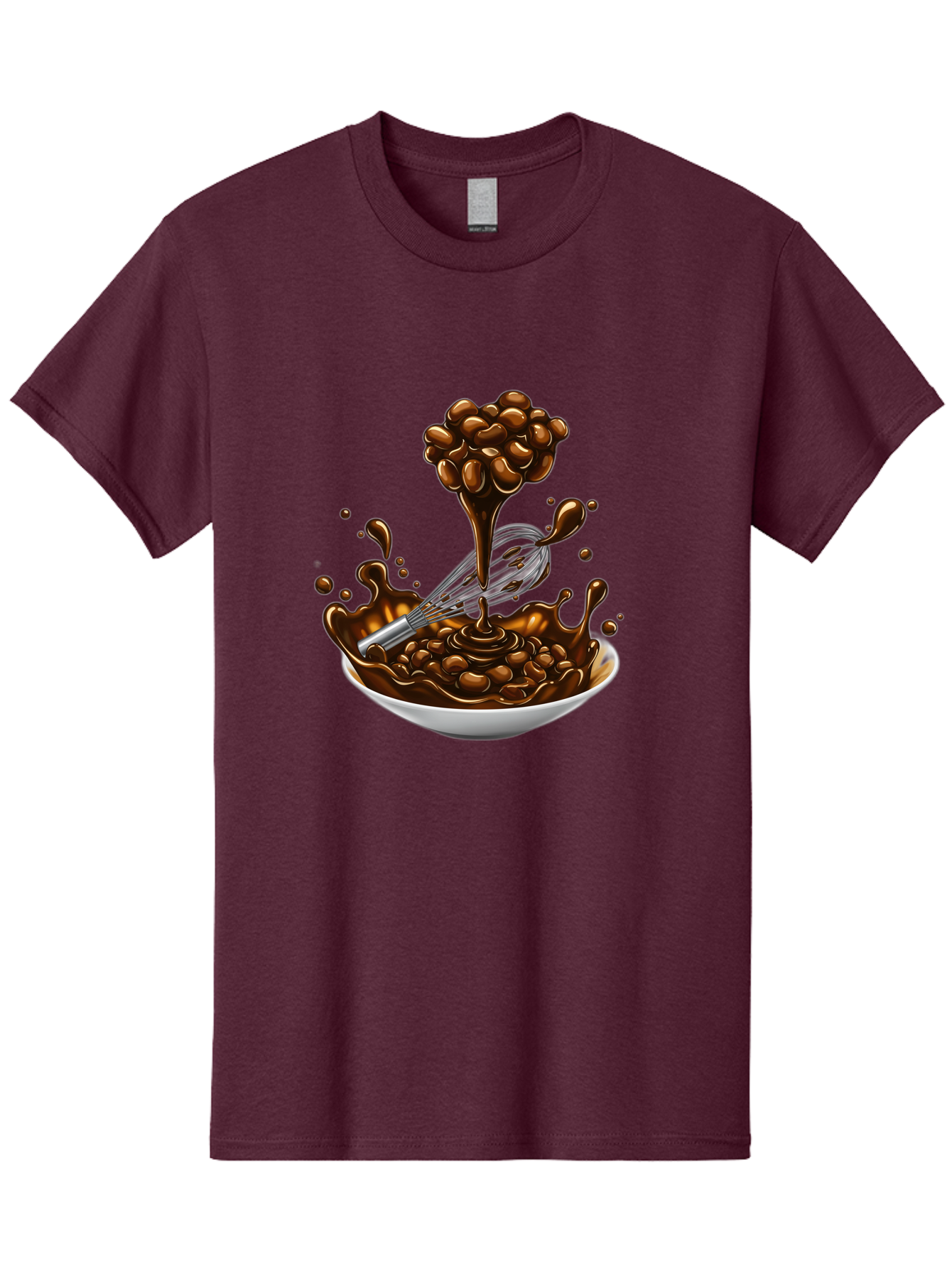Chocolate Men'S Graphic Tee, 100% Cotton, Comfortable Casual Summer Wear, Machine Washable, Chocolate Sauce, Splatter Art, Whisk, White Bowl, Chocolate Beans, Coffee, Dessert, Sweet Treats, Indulgent, Rich, Decadent, Culinary Delight, Bac848