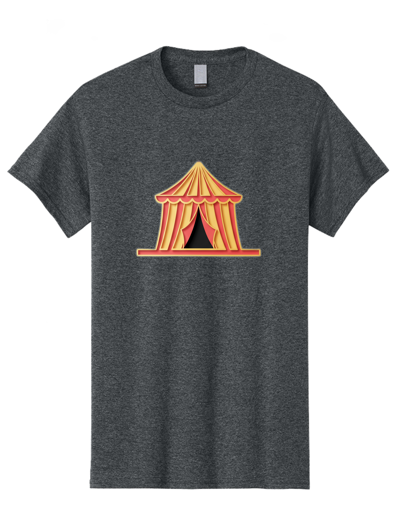 Circus-Tent-2 Men'S Graphic Tee, 100% Cotton, Comfortable Casual Summer Wear, Machine Washable, Yellow And Red Striped Tent, Vintage Circus, Carnival Theme, Red And Yellow Colors, Striped Pattern, Entertainment Venue, Amusement Park Bac853