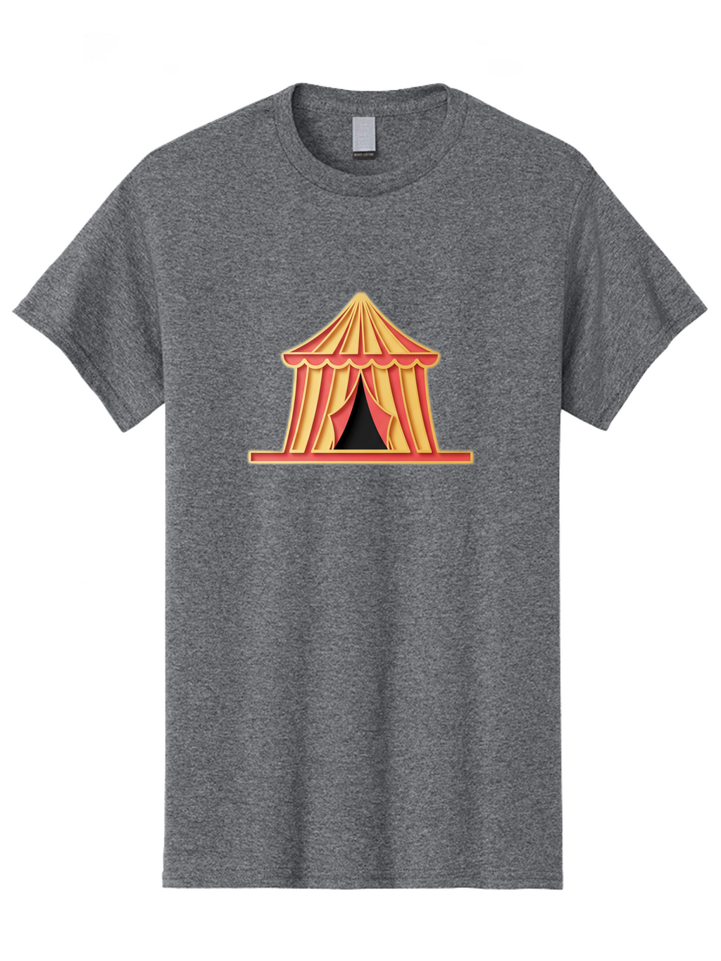 Circus-Tent-2 Men'S Graphic Tee, 100% Cotton, Comfortable Casual Summer Wear, Machine Washable, Yellow And Red Striped Tent, Vintage Circus, Carnival Theme, Red And Yellow Colors, Striped Pattern, Entertainment Venue, Amusement Park Bac853