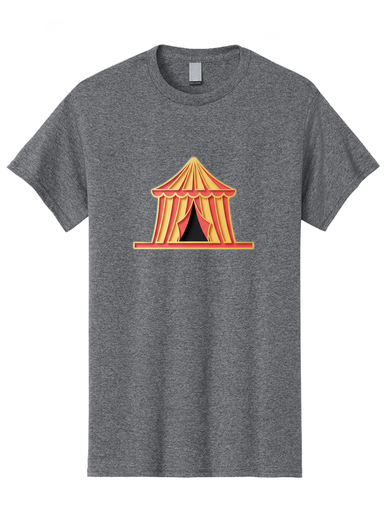 Circus-Tent-2 Men'S Graphic Tee, 100% Cotton, Comfortable Casual Summer Wear, Machine Washable, Yellow And Red Striped Tent, Vintage Circus, Carnival Theme, Red And Yellow Colors, Striped Pattern, Entertainment Venue, Amusement Park Bac853